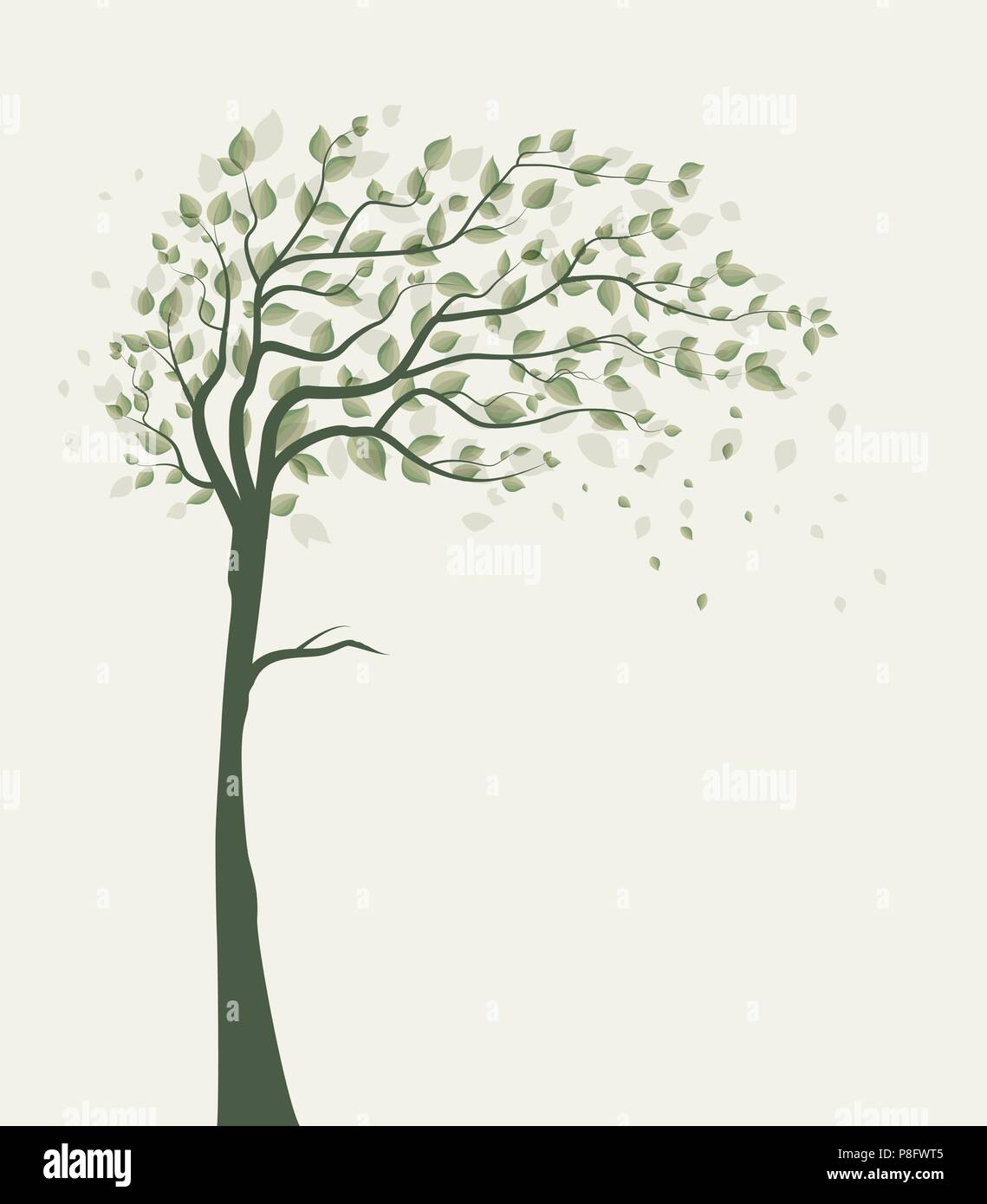 Vector illustration of a tree with leaves with place for text Stock ...