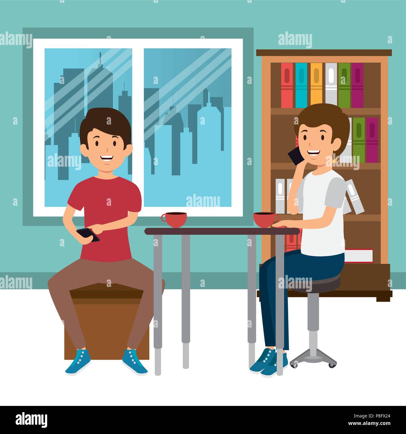 young men in the workplace office Stock Vector Image & Art - Alamy