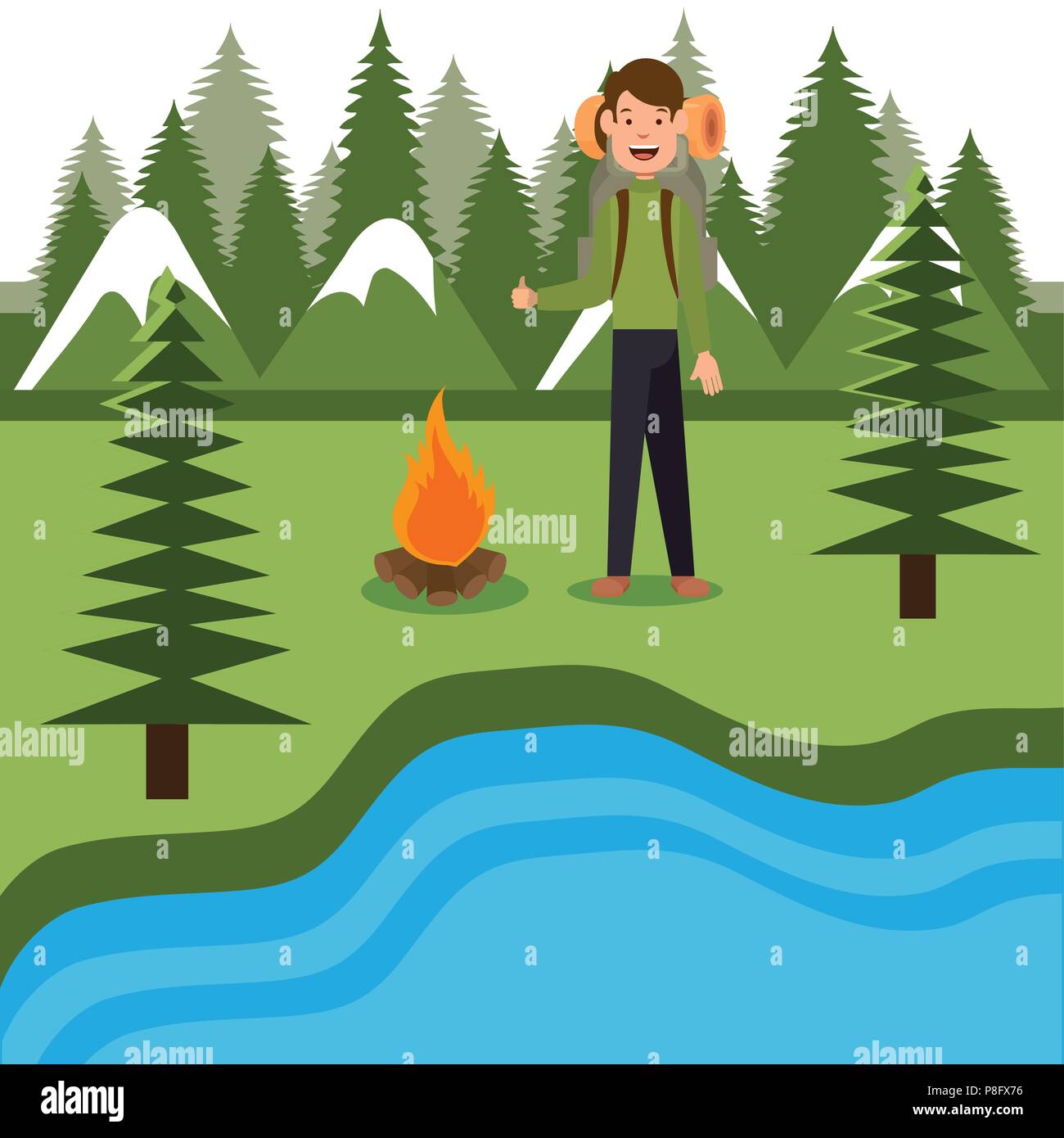 young scout in the camping zone scene Stock Vector Image & Art - Alamy