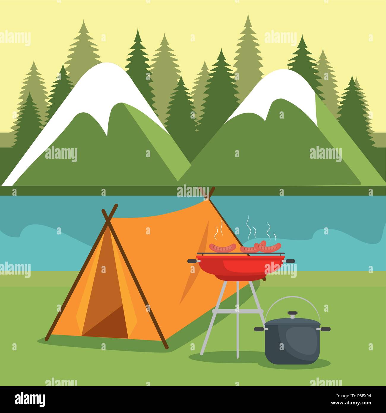 camping zone with tent scene Stock Vector Image & Art Alamy