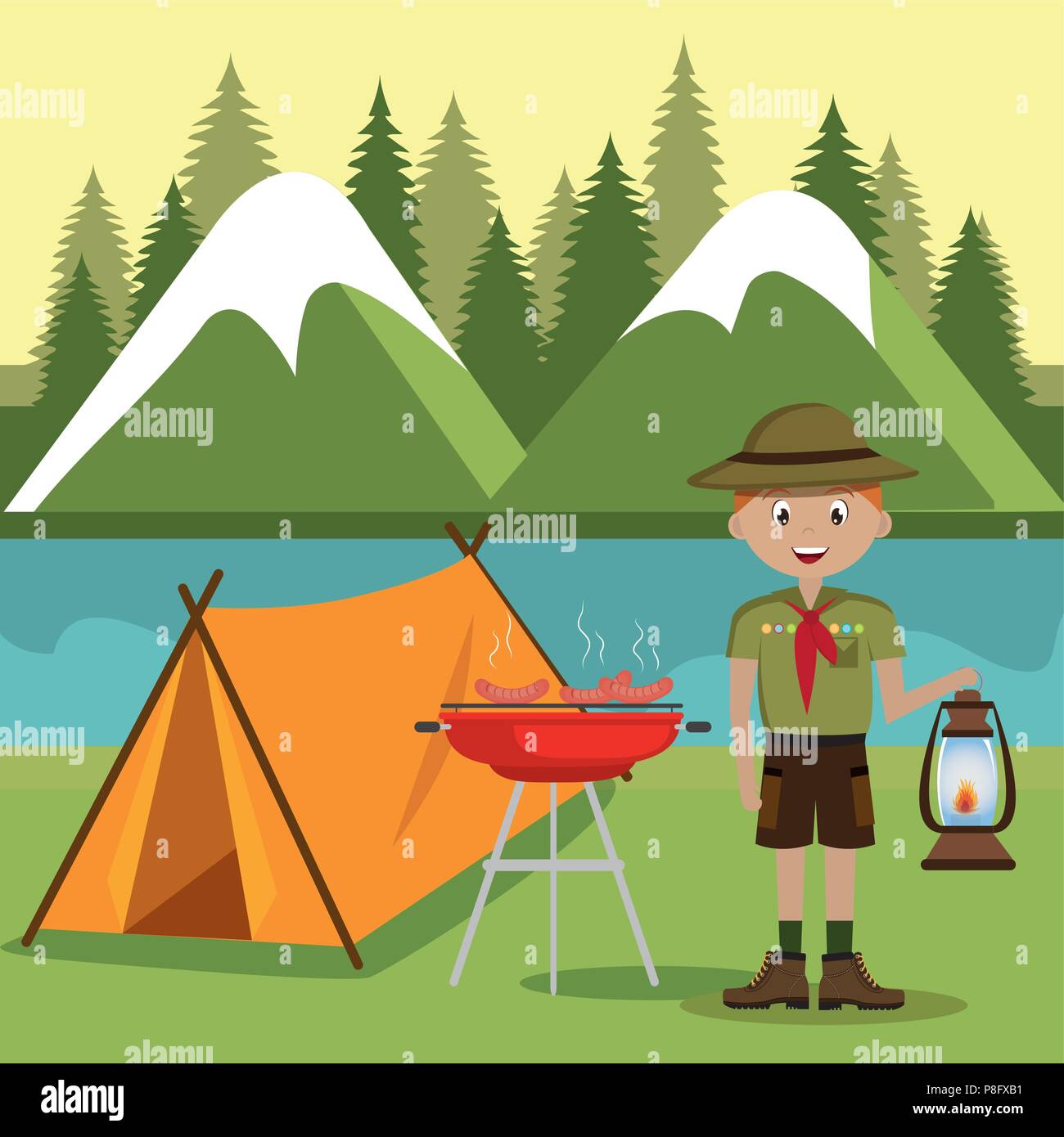 camping zone with tent scene Stock Vector Image & Art - Alamy