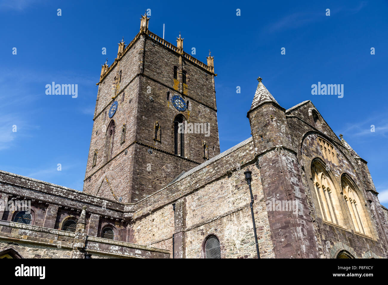 Tower and south transept of St. David's Cathedral Stock Photo