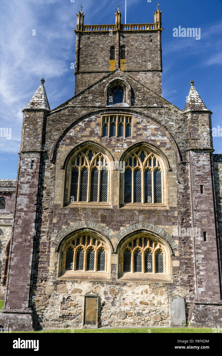 Tower and south transept of St. David's Cathedral Stock Photo