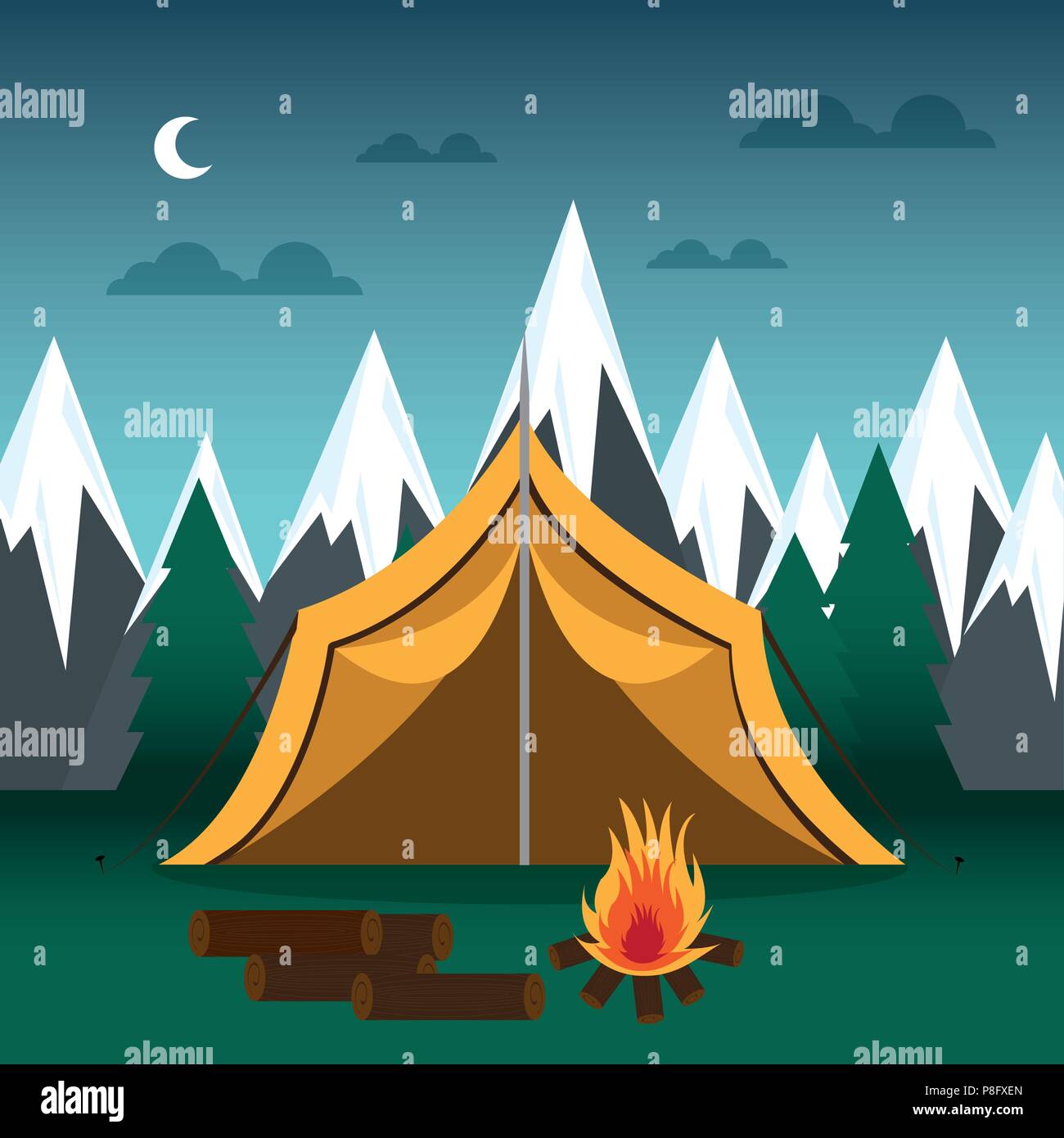 camping zone with tent and campfire Stock Vector Image & Art Alamy