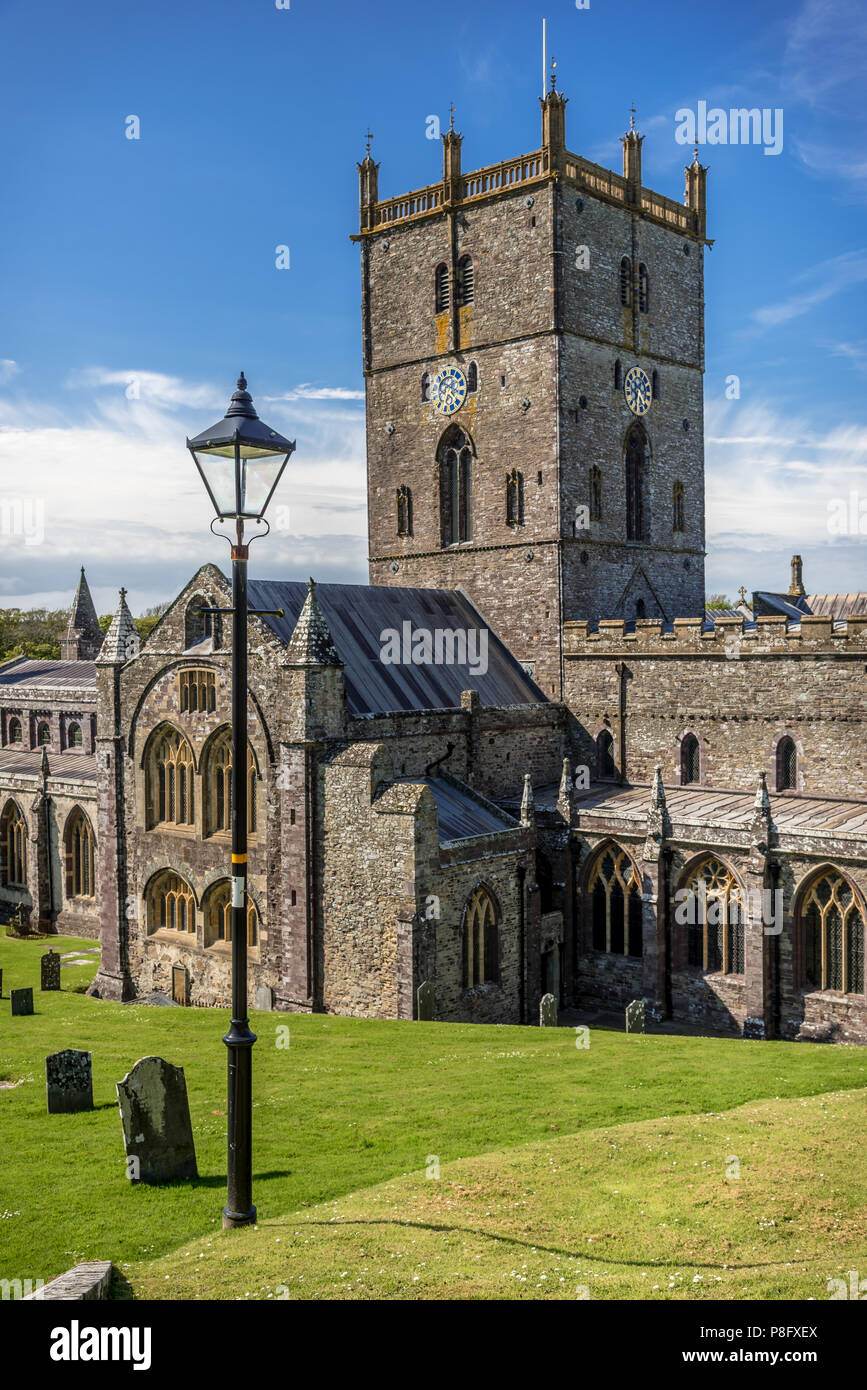 Tower and south transept of St. David's Cathedral Stock Photo