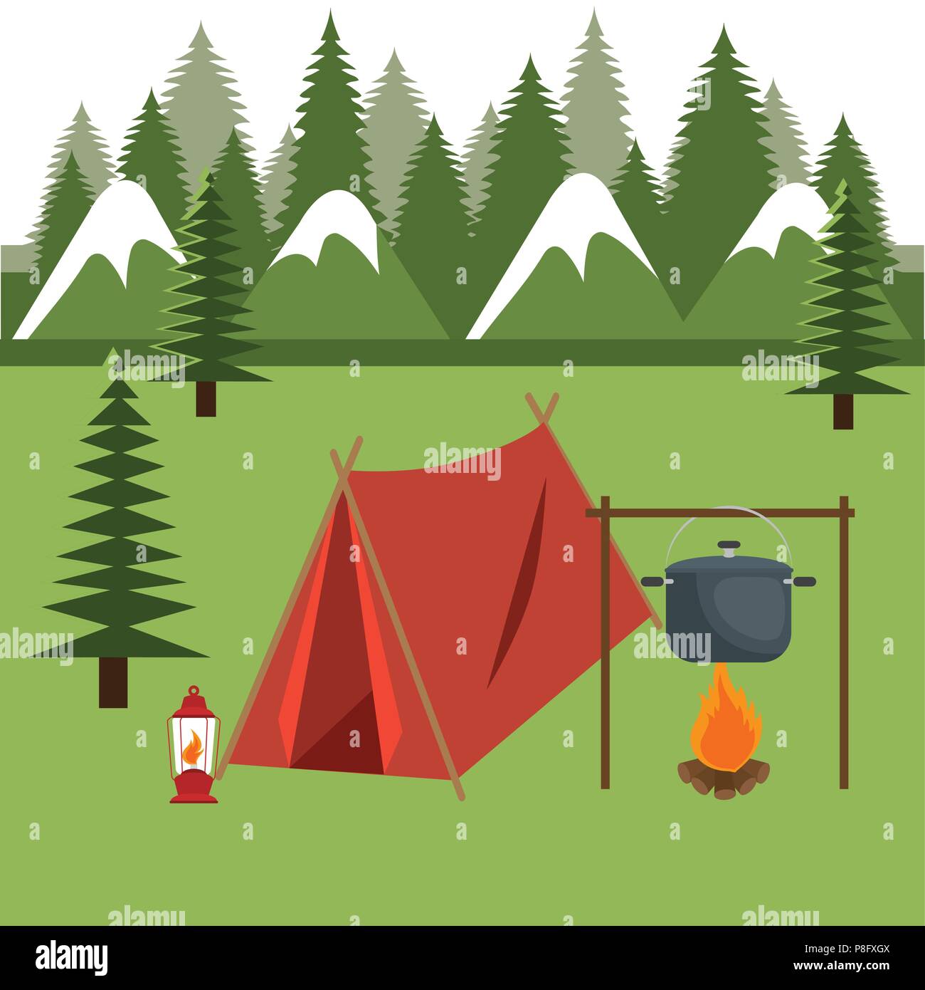 camping zone with tent scene Stock Vector Image & Art Alamy