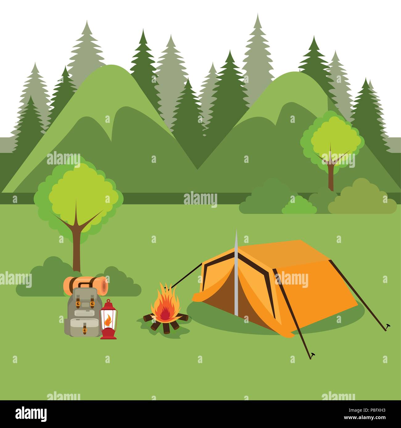 camping zone with tent scene Stock Vector Image & Art - Alamy