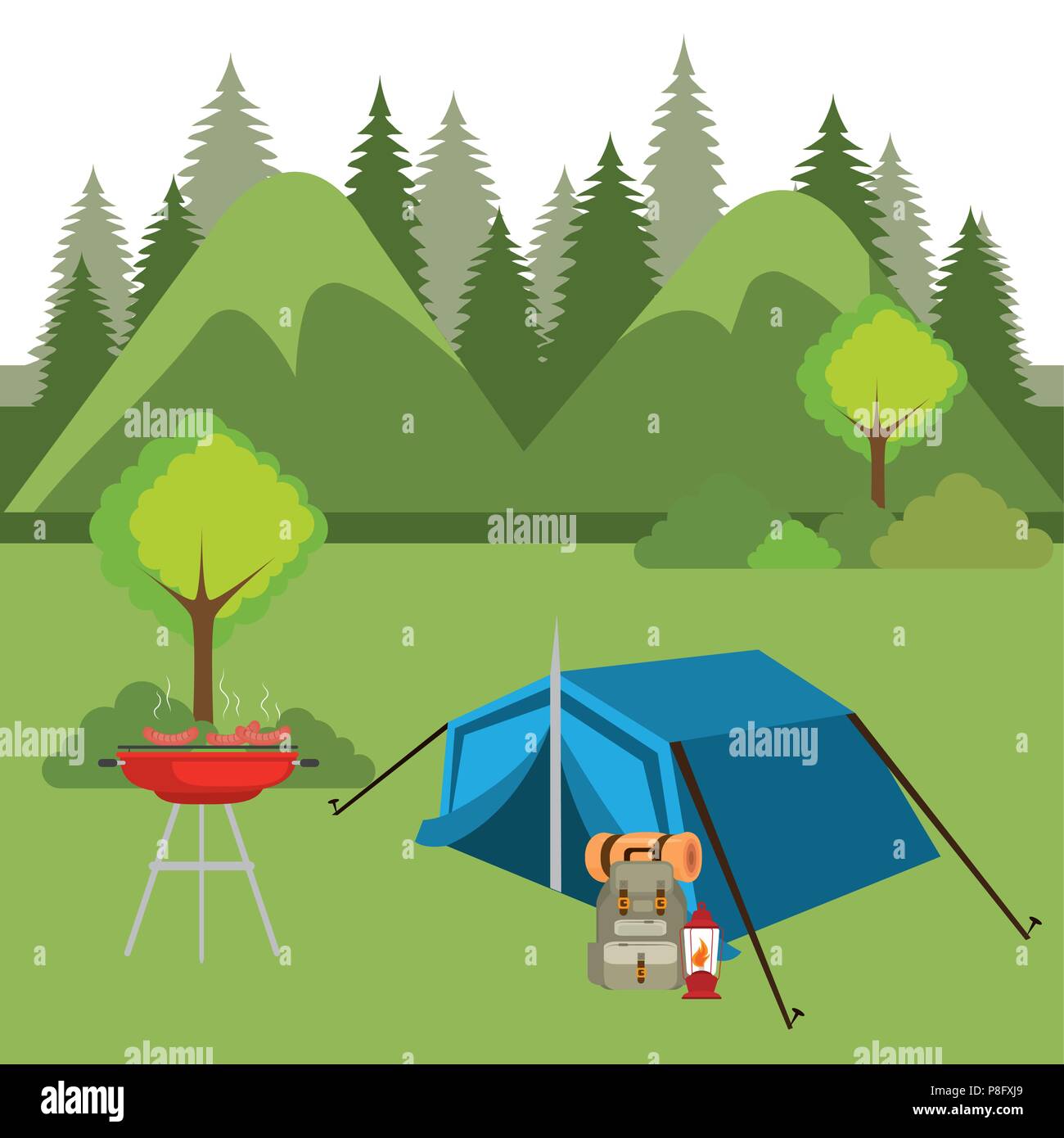 camping zone with tent scene Stock Vector Image & Art Alamy