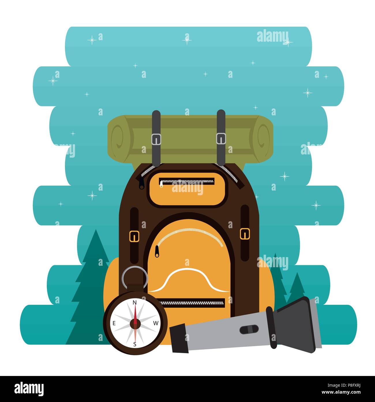 camping zone with equipment Stock Vector