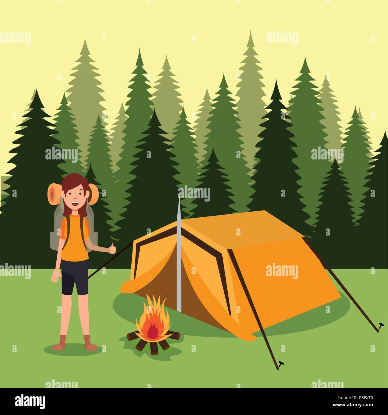 young scout in the camping zone scene Stock Vector Image & Art - Alamy