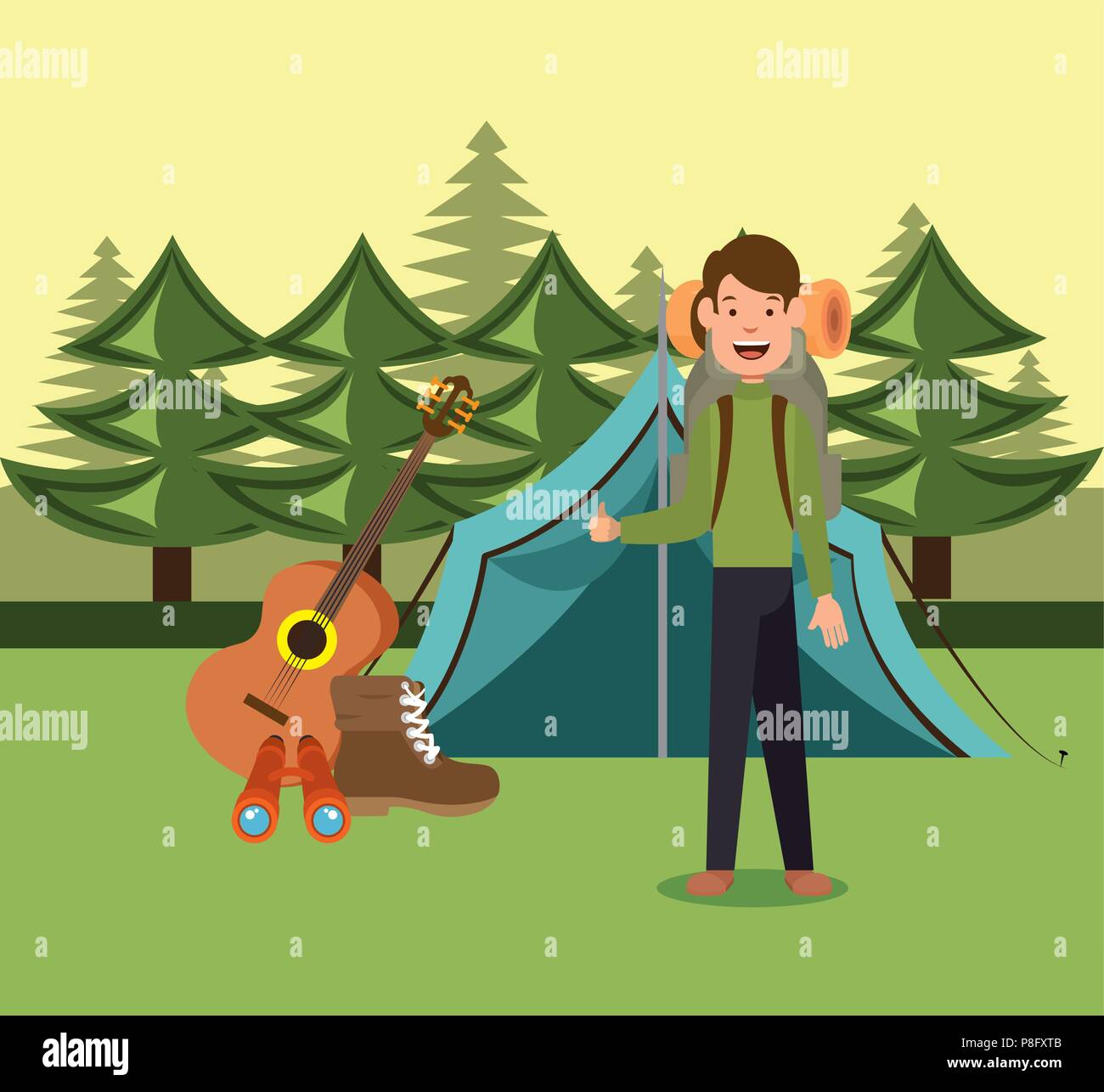 young scout in the camping zone scene Stock Vector Image & Art - Alamy
