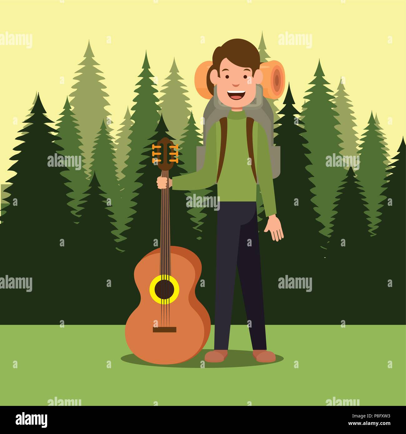 young scout in the camping zone scene Stock Vector Image & Art - Alamy