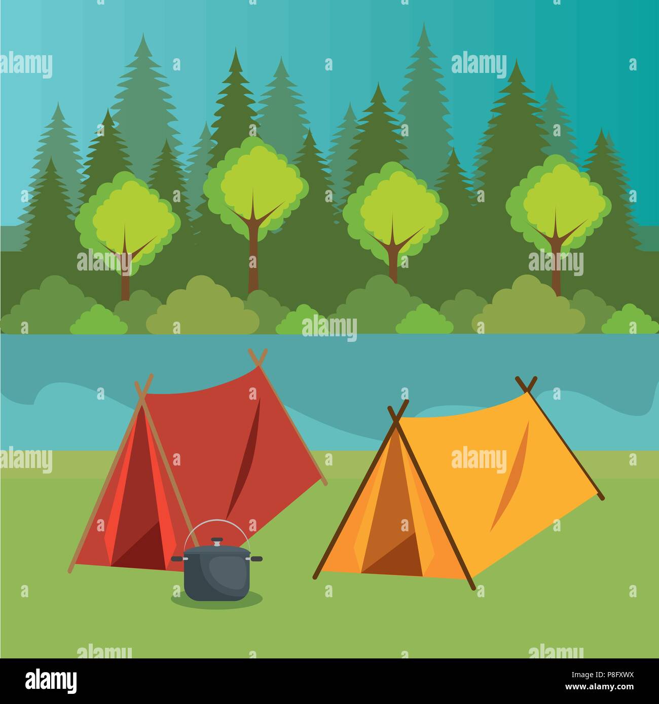camping zone with tent scene Stock Vector Image & Art Alamy