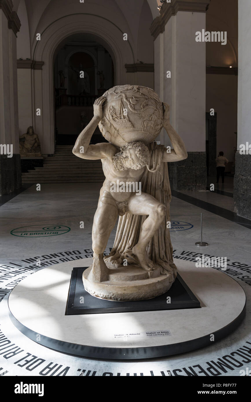 Marble statue of Atlas, National Archaeological Museum, Naples, Italy