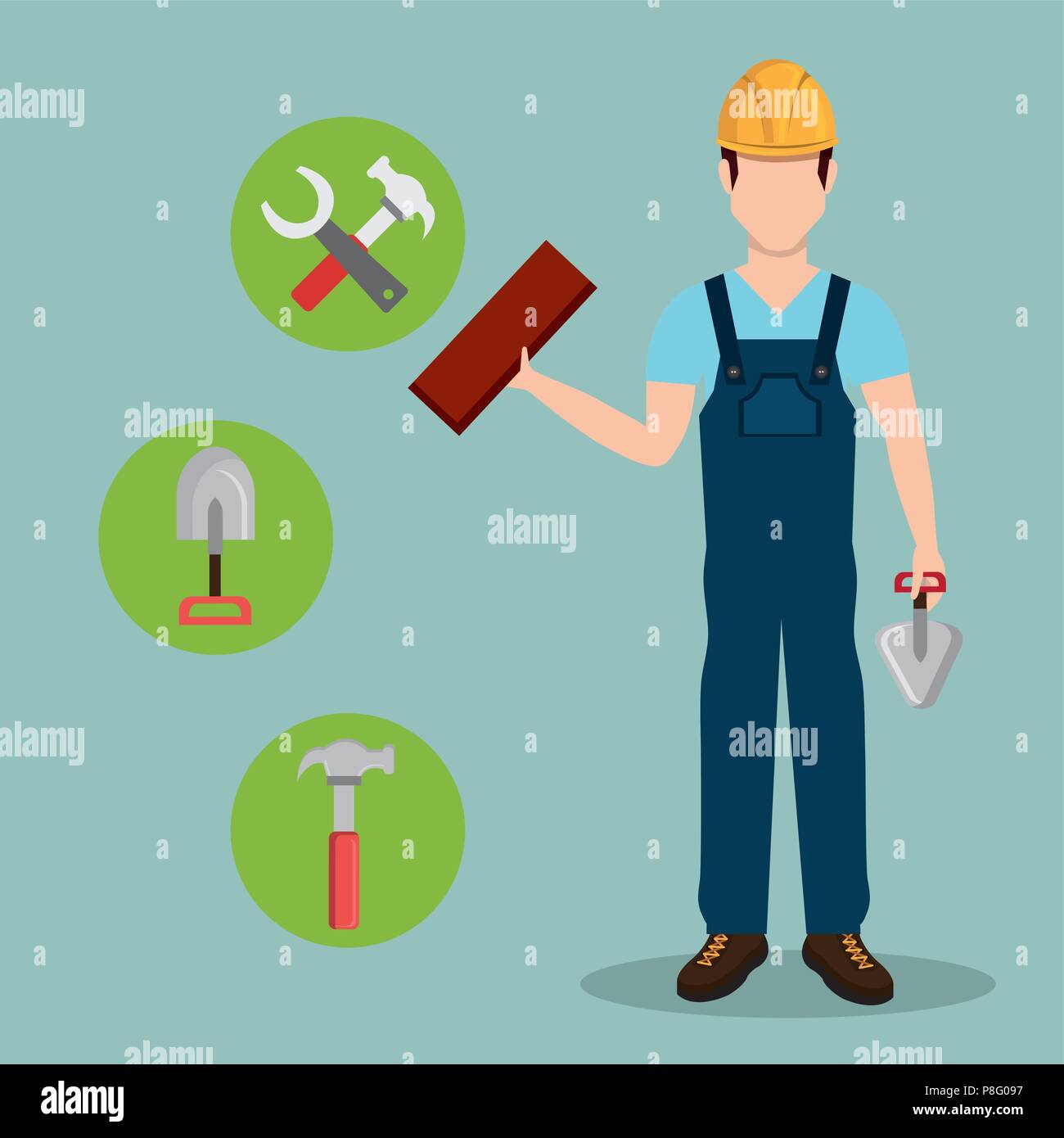 construction worker with under construction icons Stock Vector Image ...