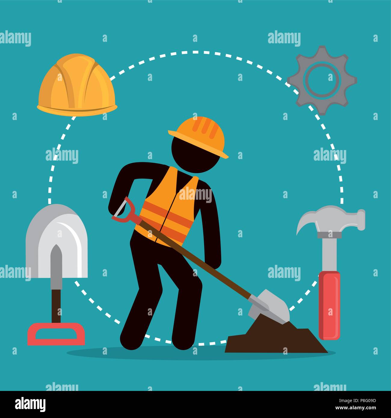 construction worker with under construction icons Stock Vector Image ...