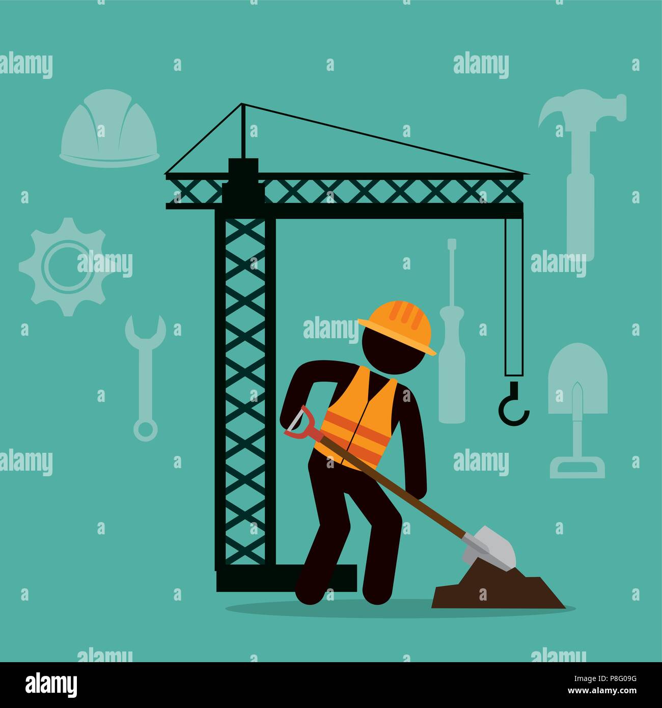 construction worker with under construction icons Stock Vector Image ...