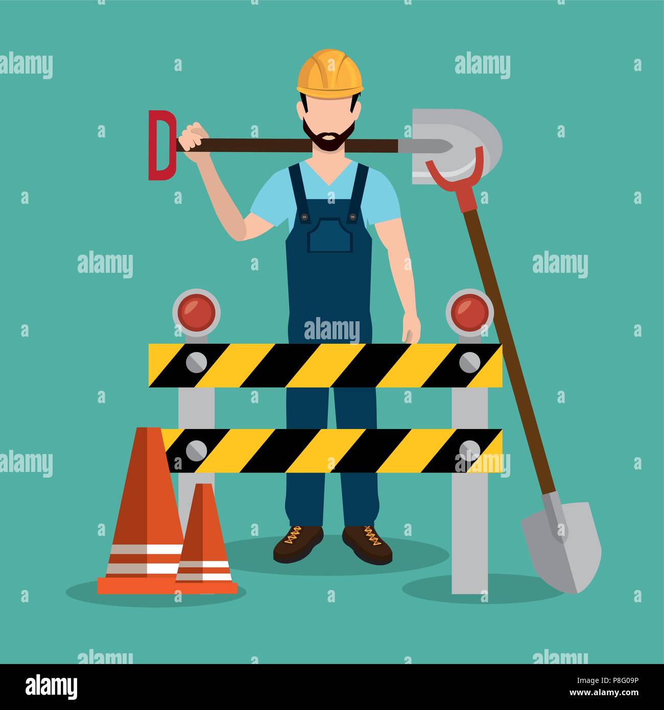 construction worker with under construction icons Stock Vector Image ...