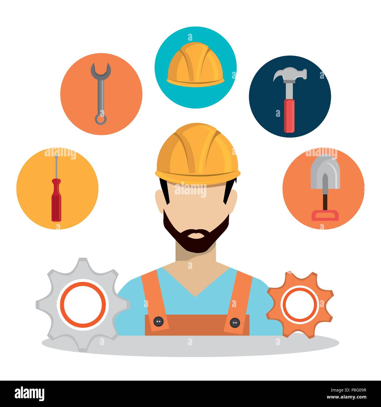 construction worker with under construction icons Stock Vector Image ...