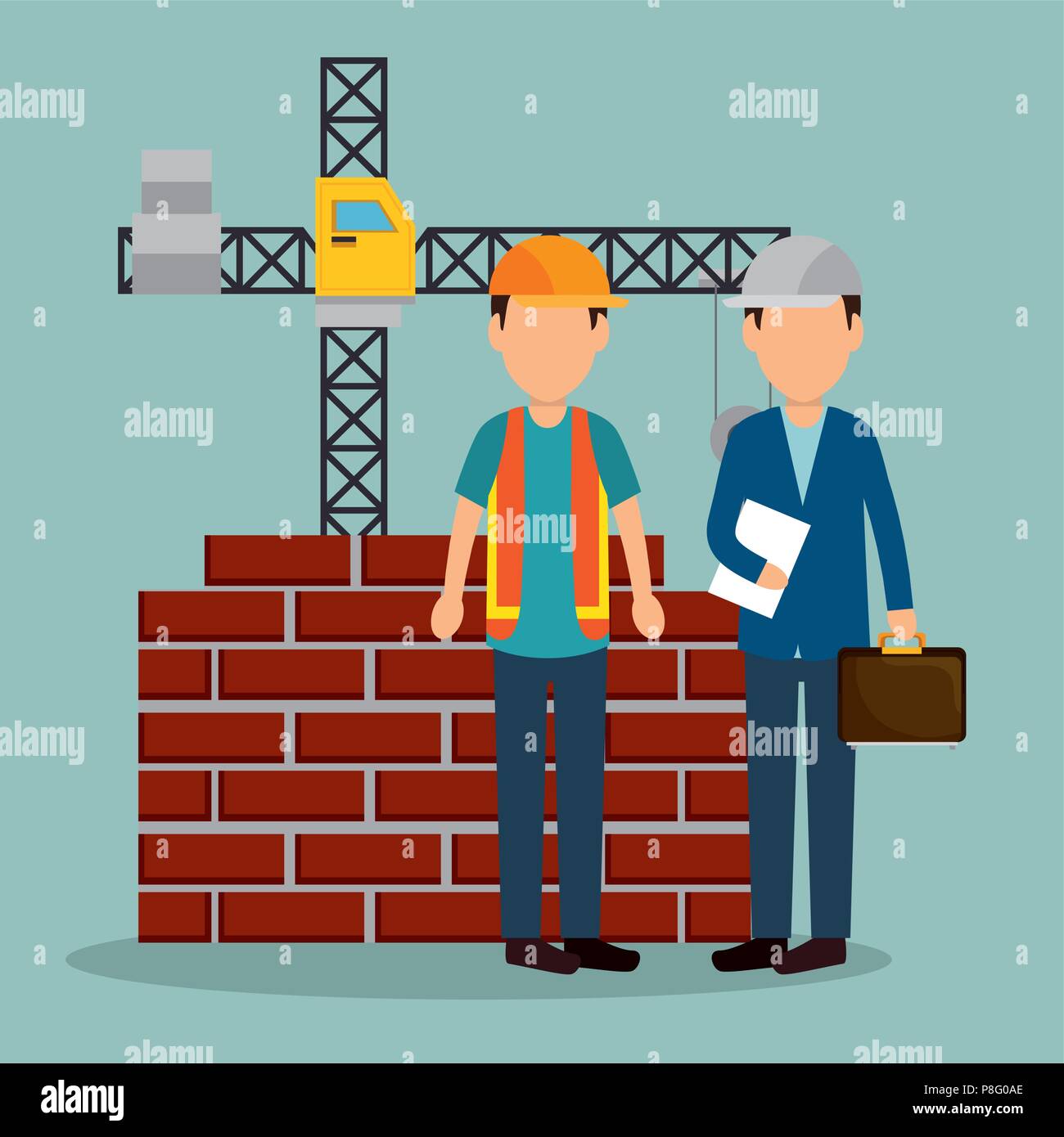 construction workers with under construction icons Stock Vector Image ...