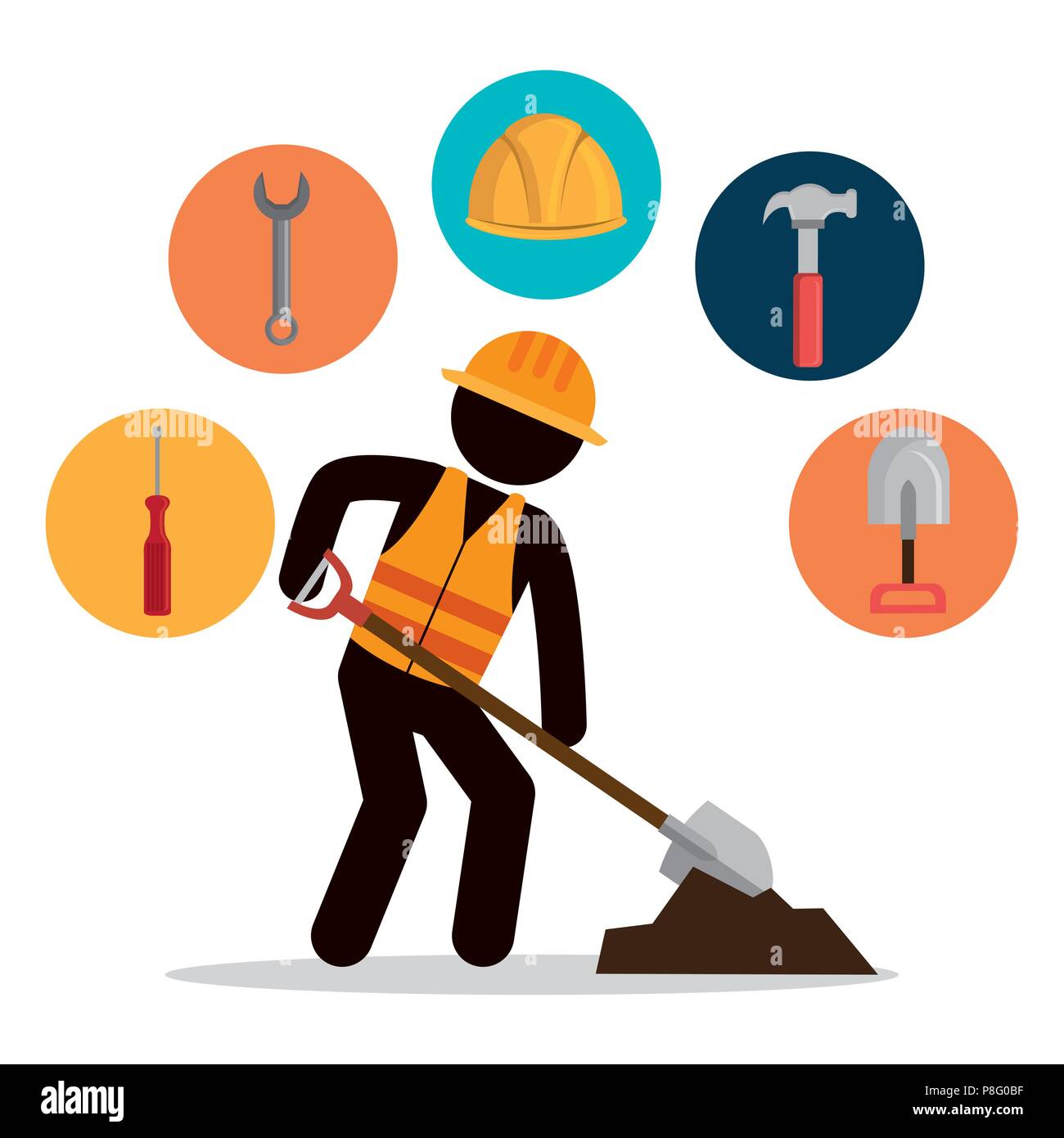 construction worker with under construction icons Stock Vector Image ...