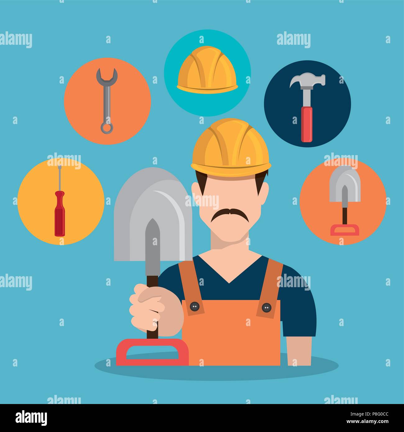 construction worker with under construction icons Stock Vector Image ...
