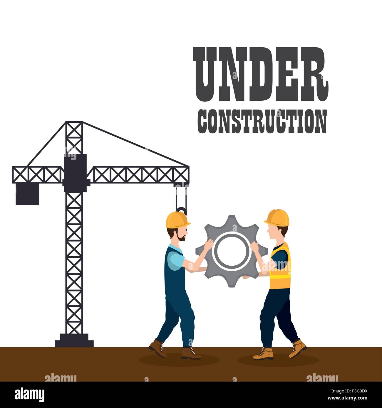 construction workers with under construction icons Stock Vector Image ...