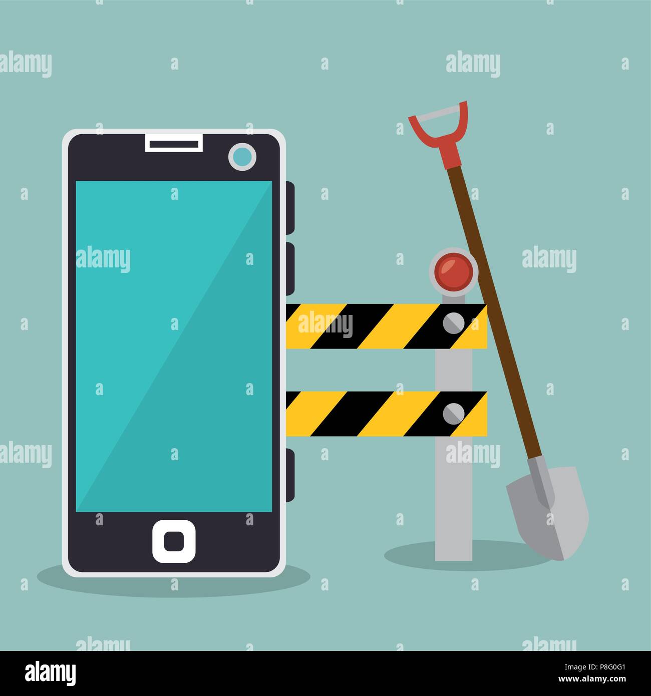 worker under construction with smartphone Stock Vector