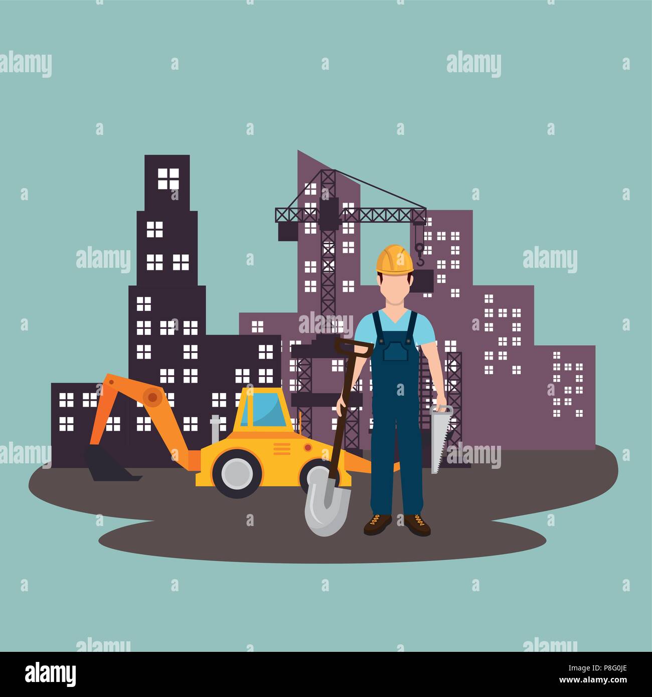 construction worker with under construction icons Stock Vector Image ...