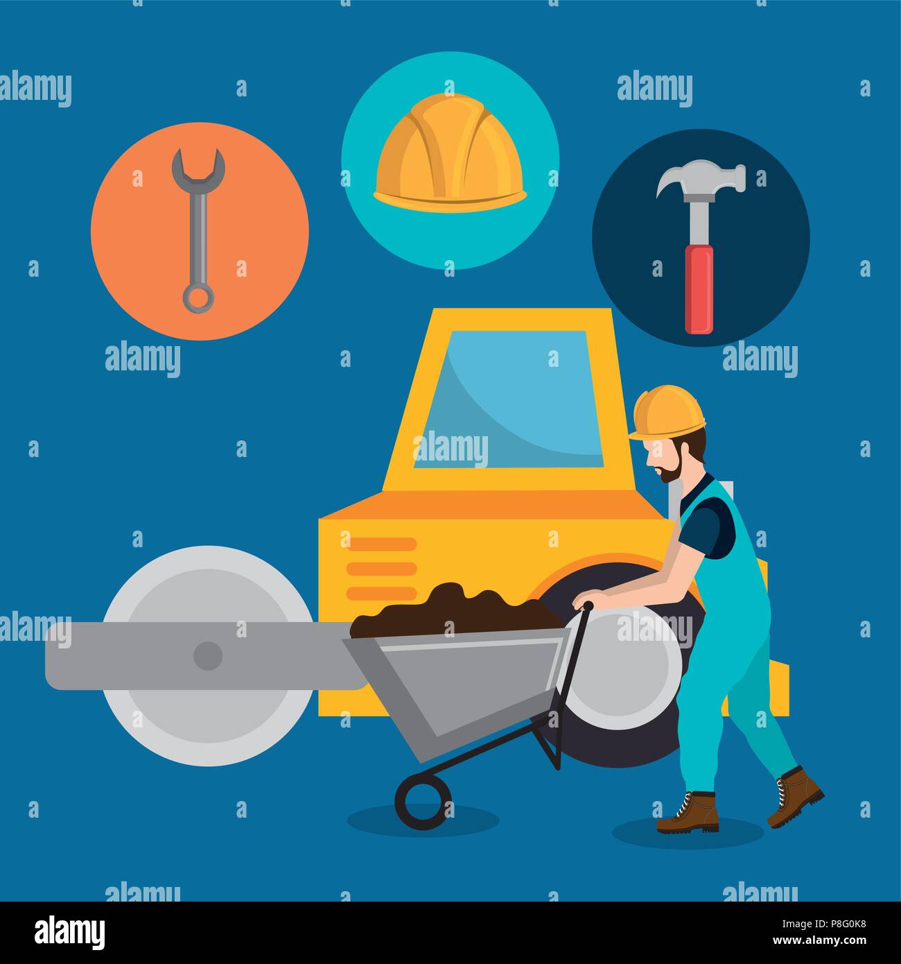 construction worker with under construction icons Stock Vector Image ...