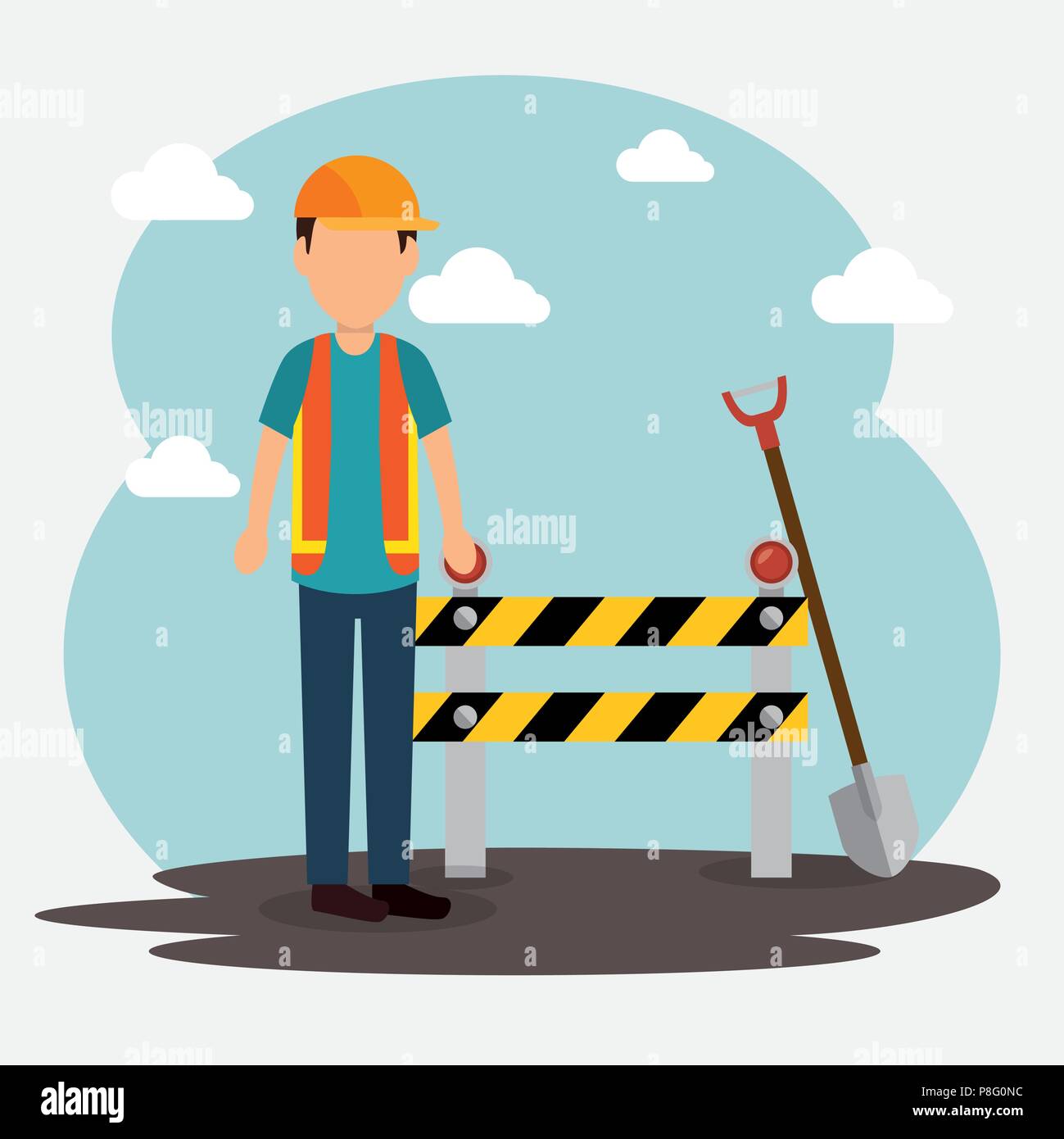 construction worker with under construction icons Stock Vector Image ...