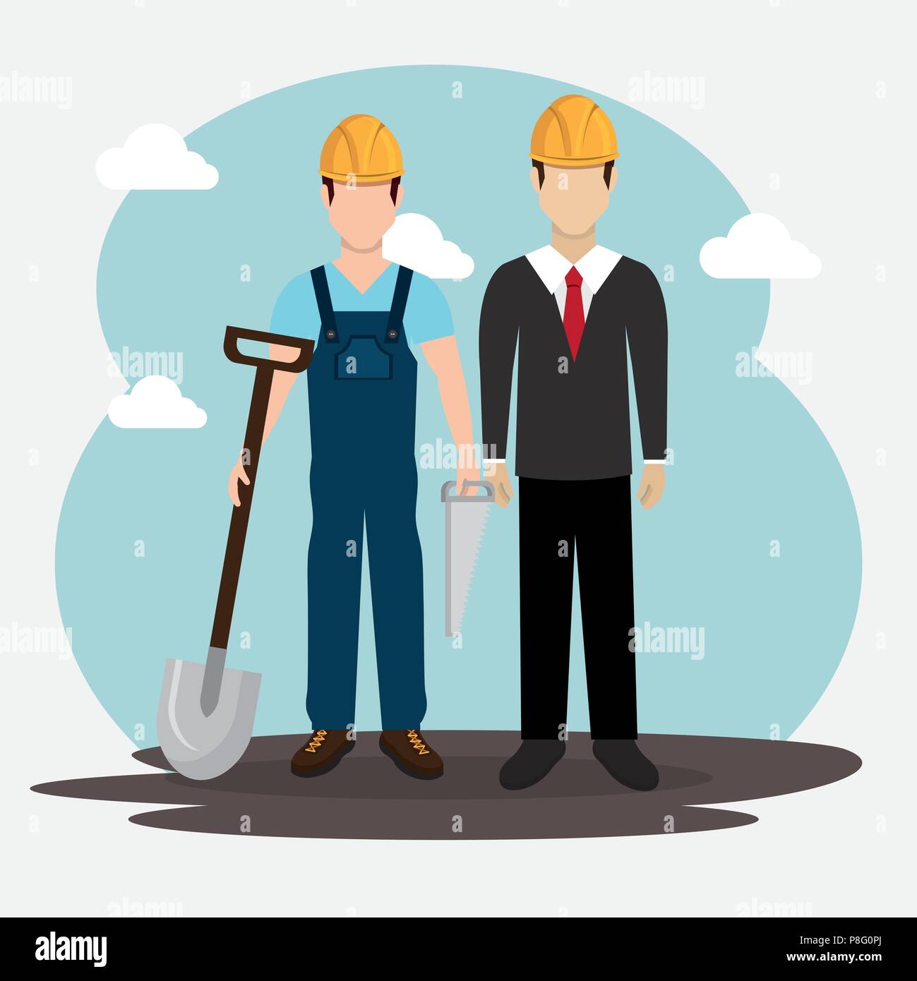 construction workers with under construction icons Stock Vector