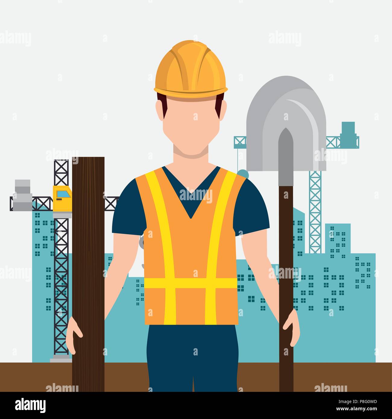 construction worker with under construction icons Stock Vector Image ...