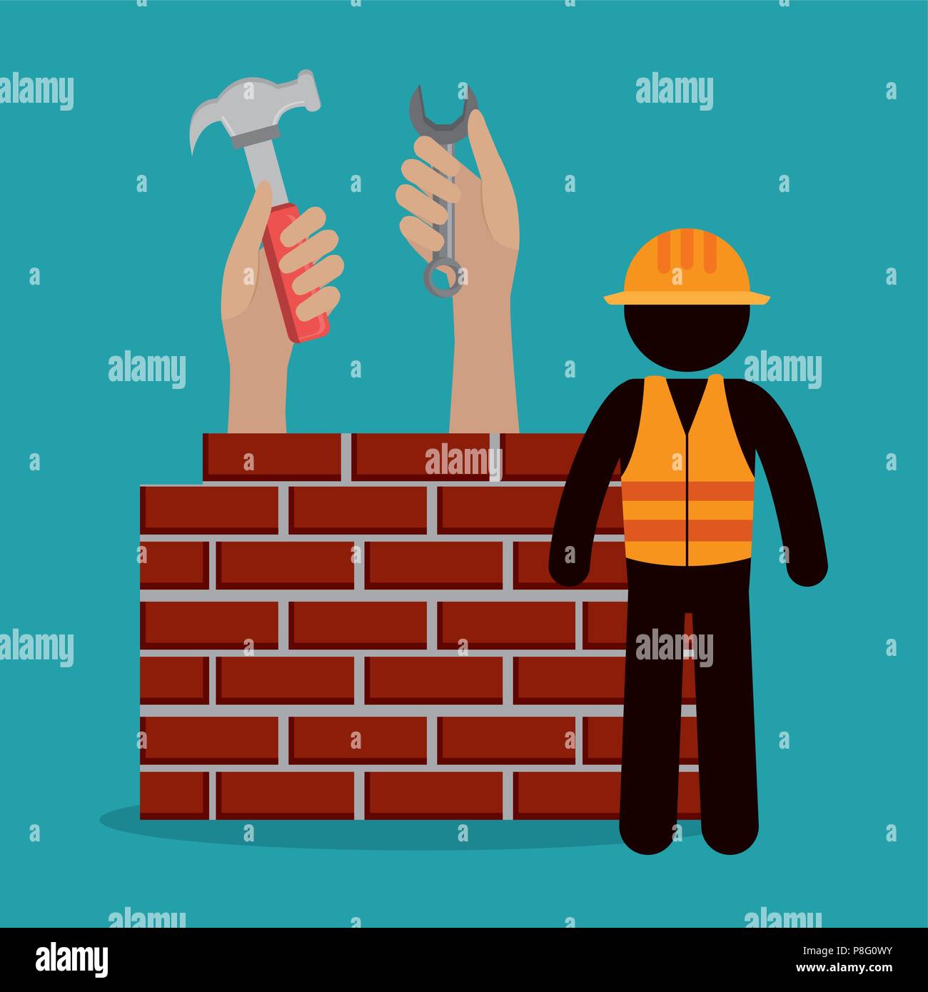 construction worker with under construction icons Stock Vector Image ...