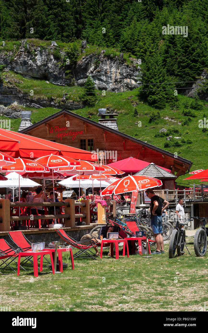 The Beautiful Chalet Style Les Barmettes Restaurant and Bar with Red