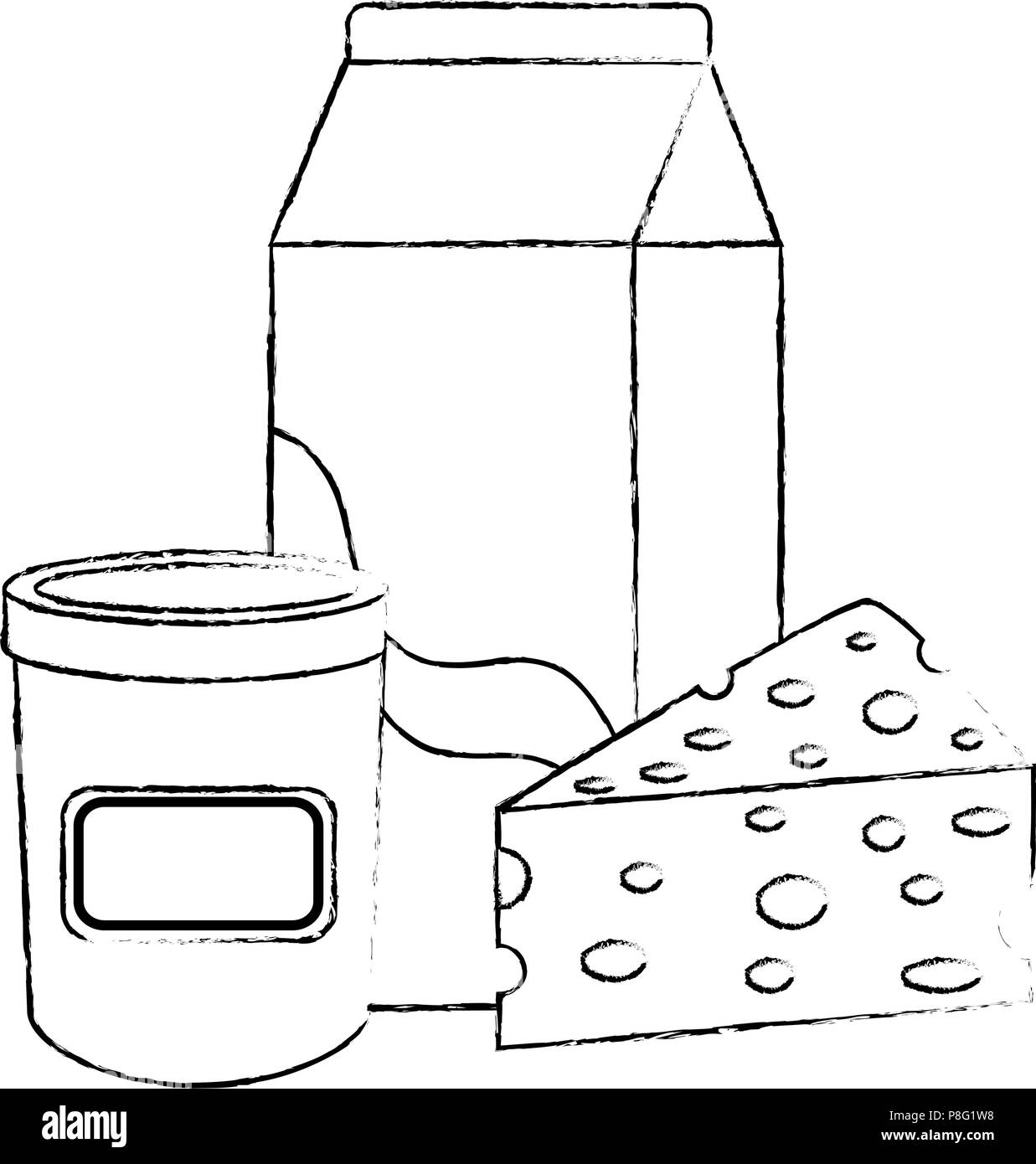 milk box with cheese fresh Stock Vector
