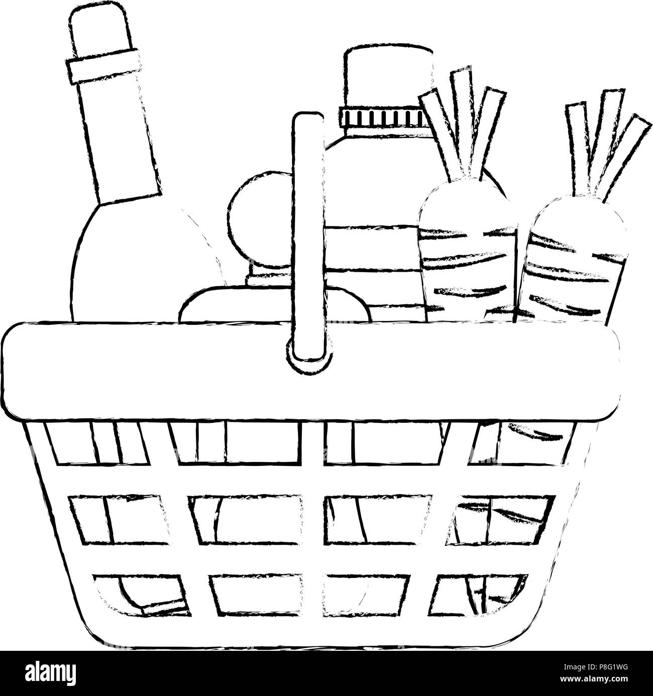 shopping basket with supermarket products Stock Vector Image & Art Alamy