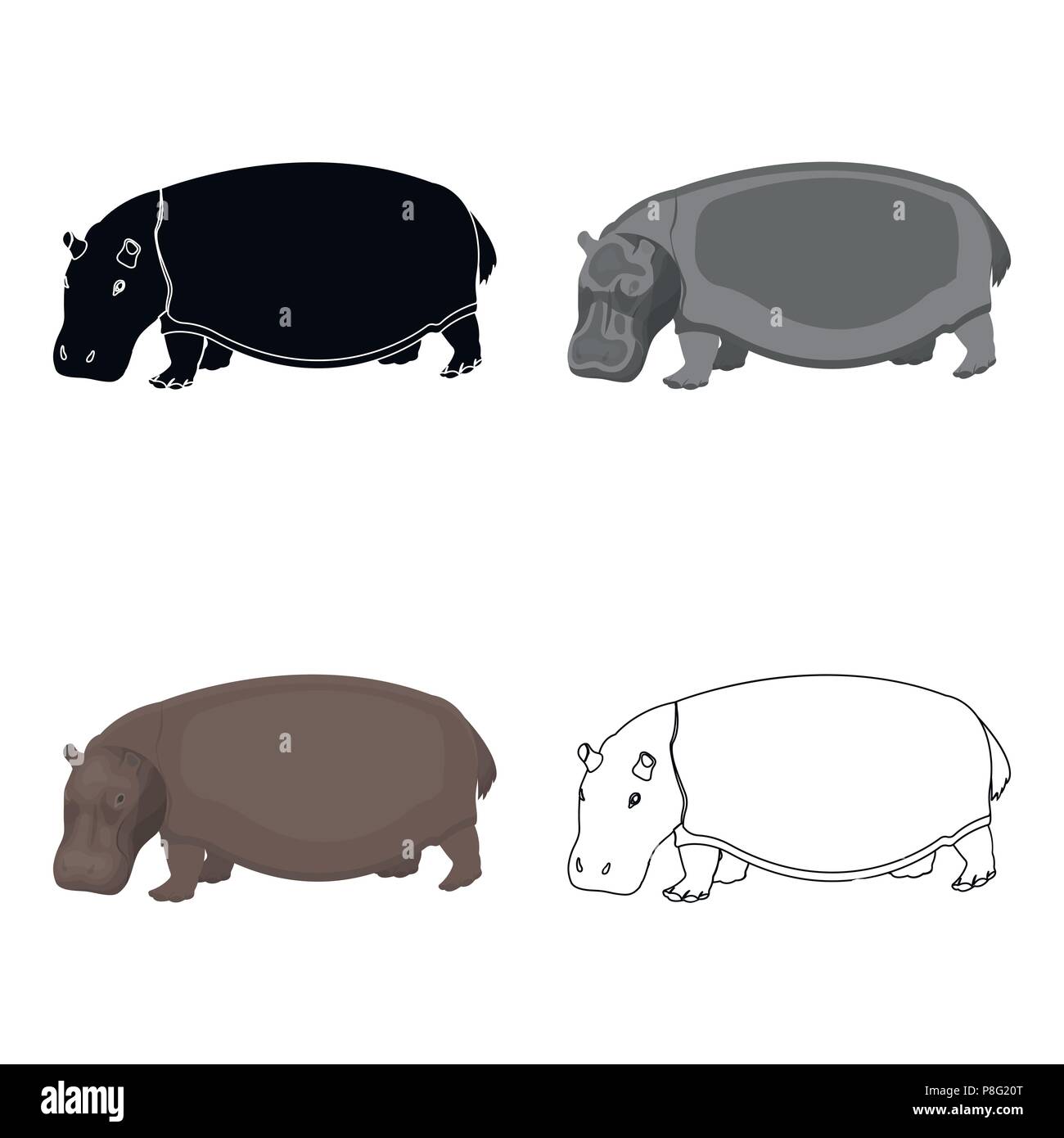 Hippopotamus, an omnivorous artiodactyl animal. The African great hippopotamus single icon in cartoon style vector symbol stock illustration . Stock Vector