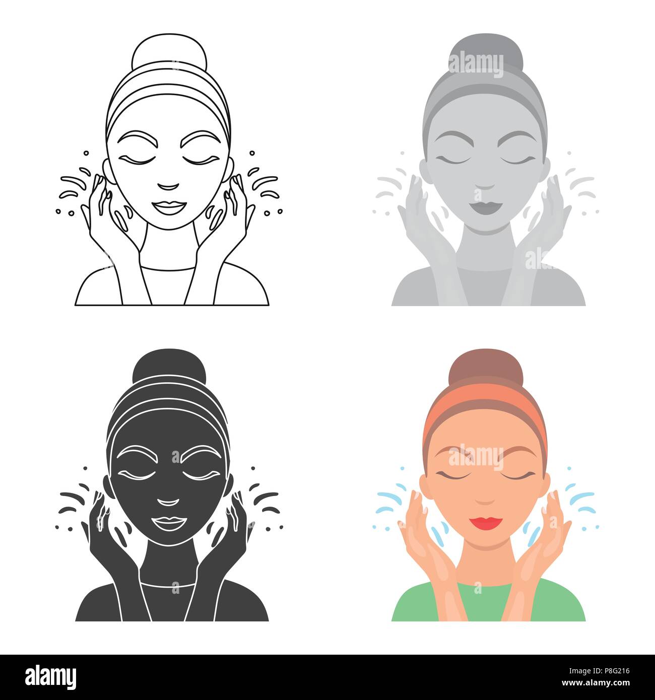 Face washing icon in cartoon style isolated on white background. Skin care  symbol vector illustration Stock Vector Image & Art - Alamy