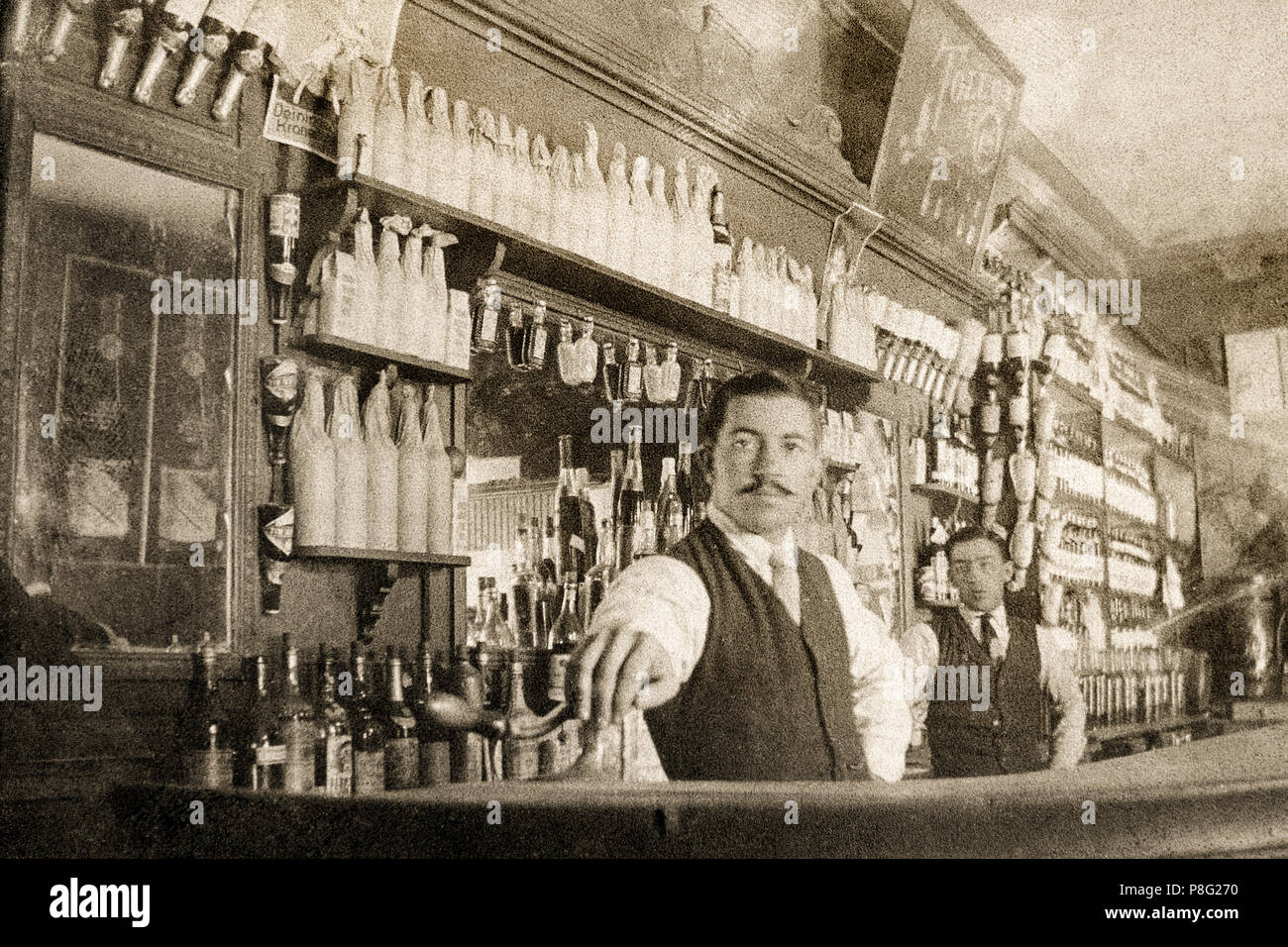 Old photo of a grocery store in Mexico Stock Photo