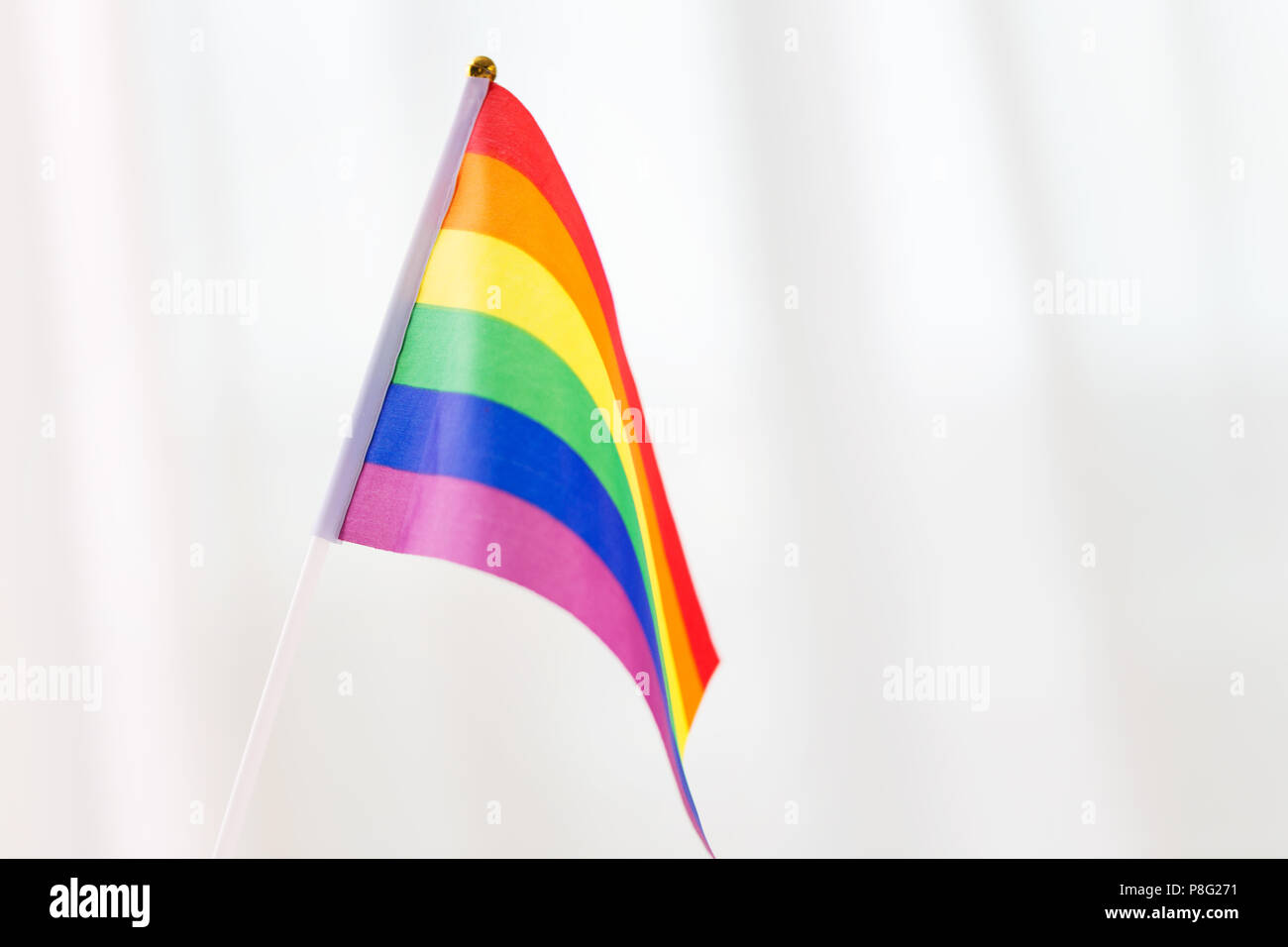 close up of gay pride rainbow flag Stock Photo