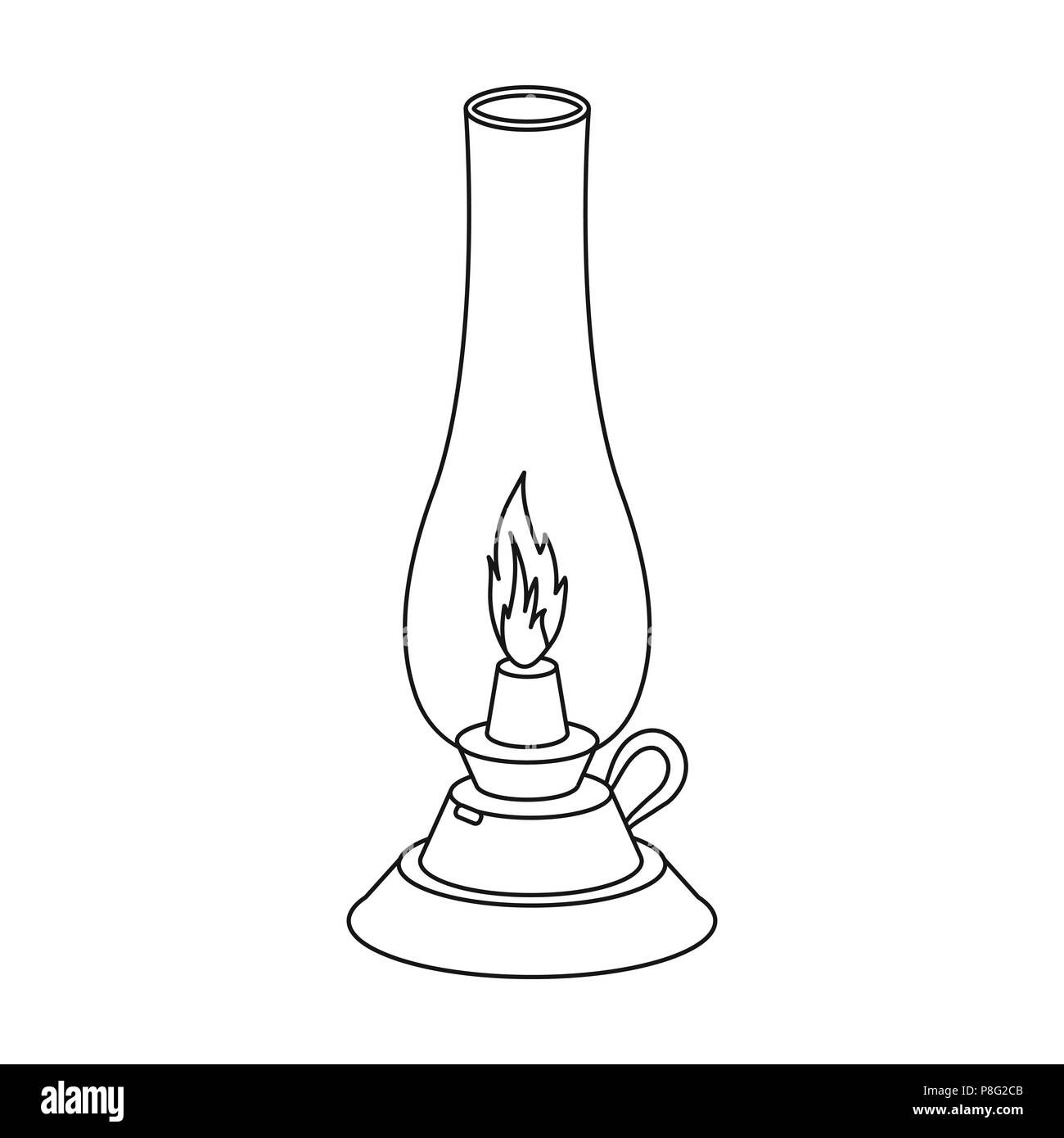 Kerosene lamp icon in outline style isolated on white background. Light  source symbol vector illustration Stock Vector Image & Art - Alamy