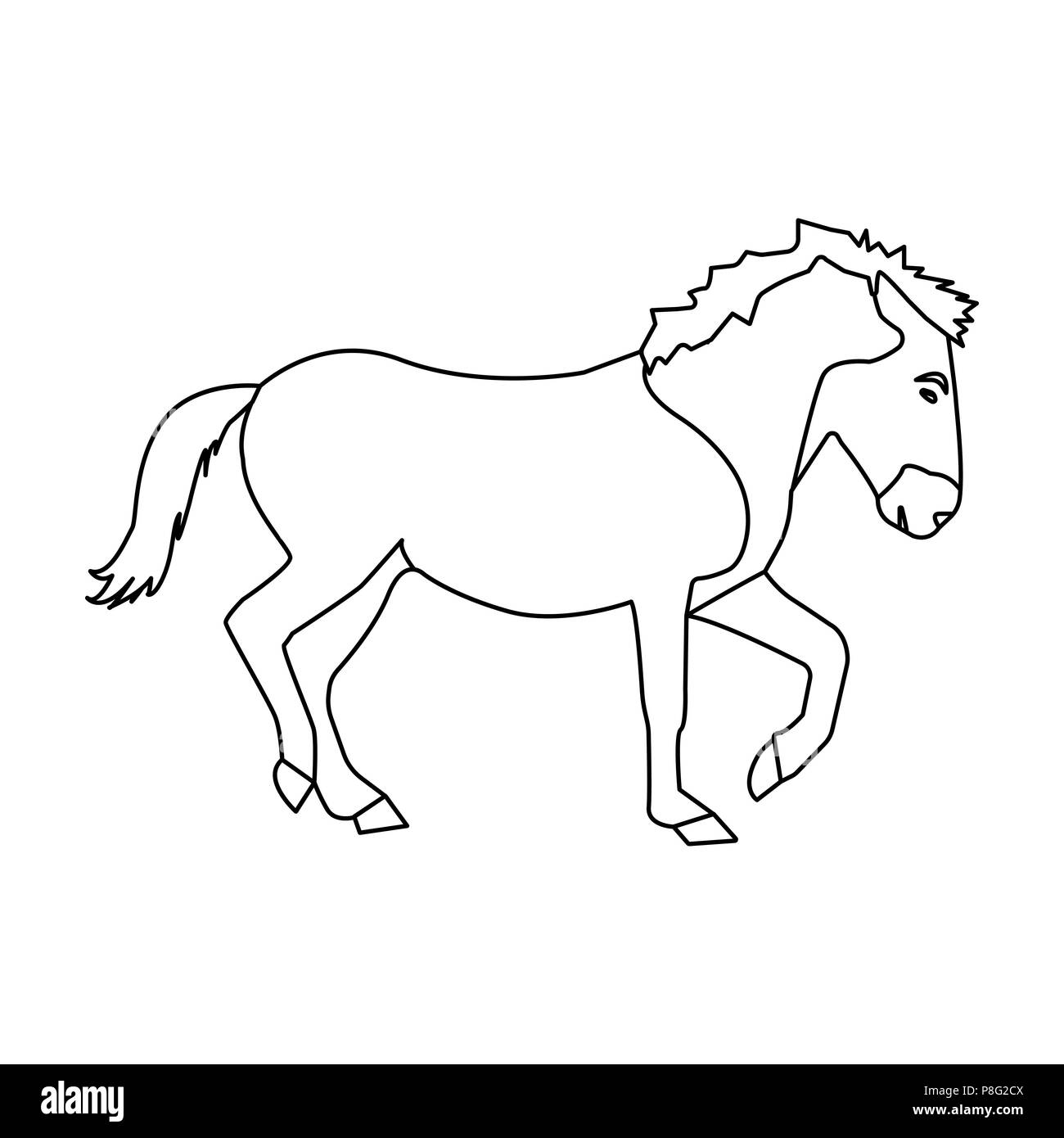 Mongolian horse. Vehicle ancient mongolov in the war.Mongolia single icon in outline style vector symbol stock web illustration. Stock Vector