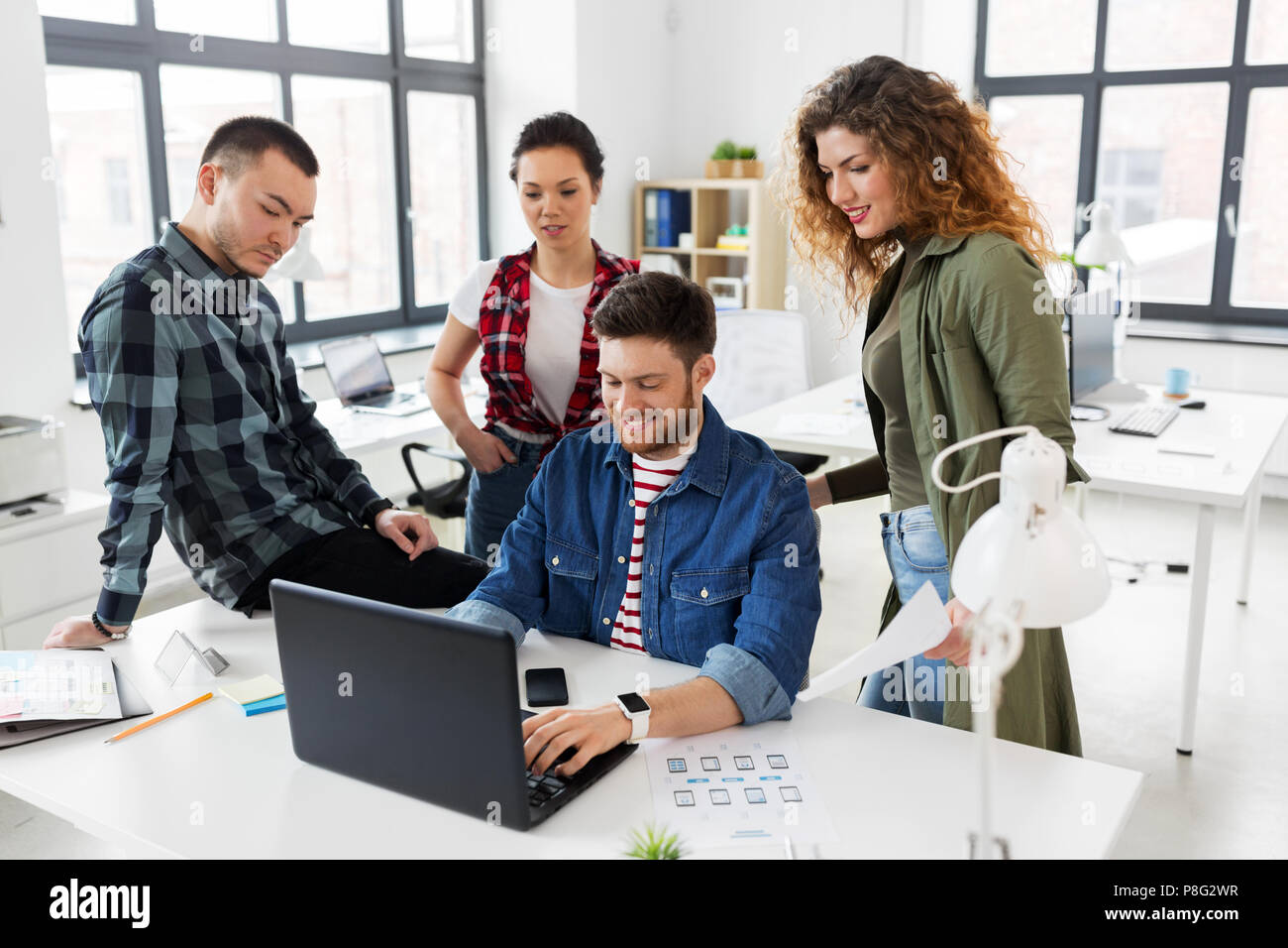 creative team working on user interface at office Stock Photo