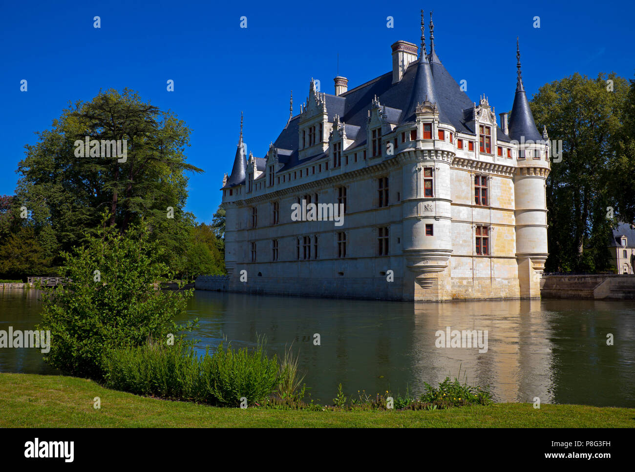 Azay Le Rideau chateau, Indre-et-Loire department, France, Europe Stock Photo