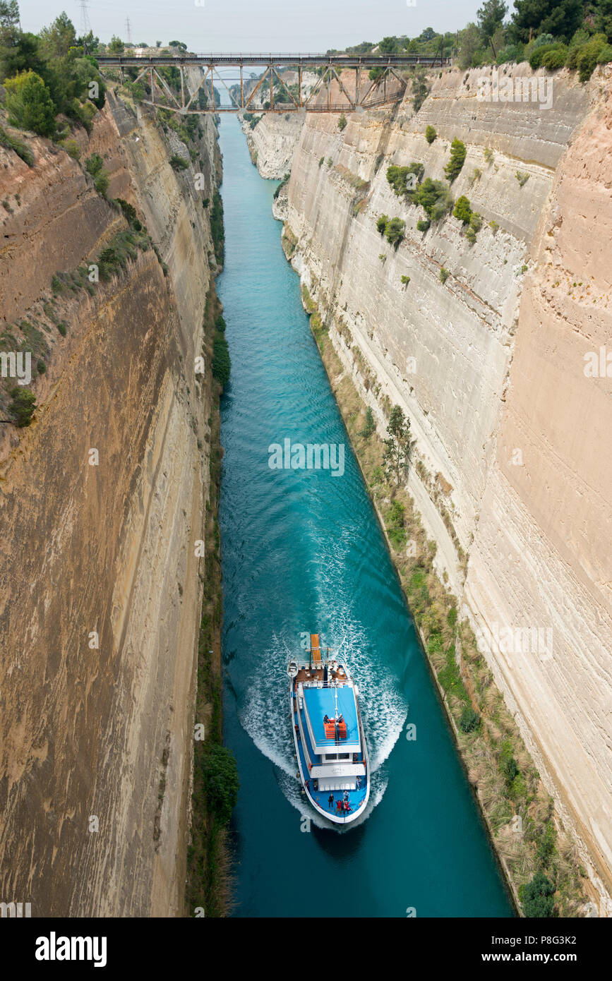 Canal of Corinth, Peloponnese, Greece Stock Photo