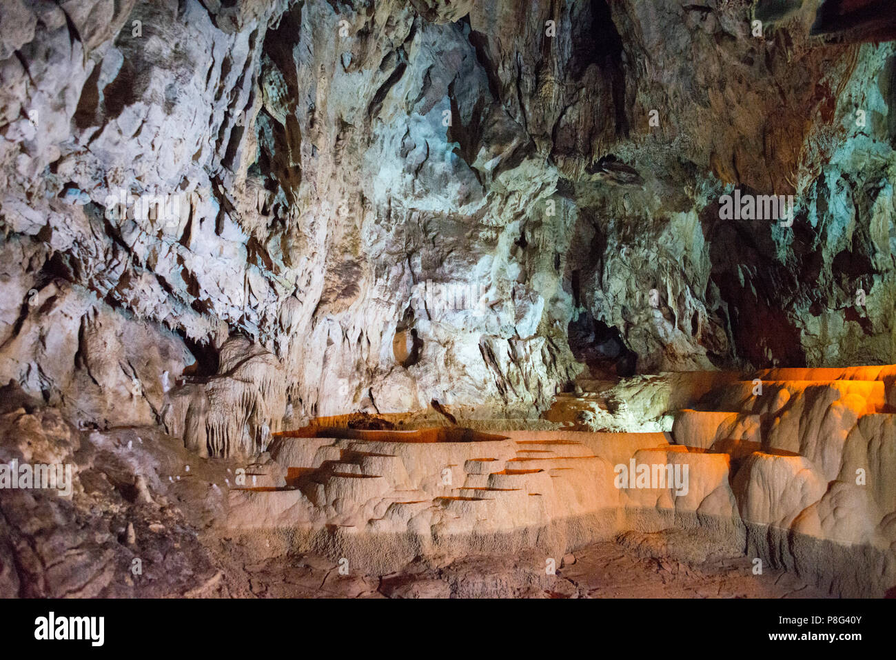 Cave Lakes, Kalavryta, Achaia, Peloponnese, Greece, Spileo Limnon Stock Photo