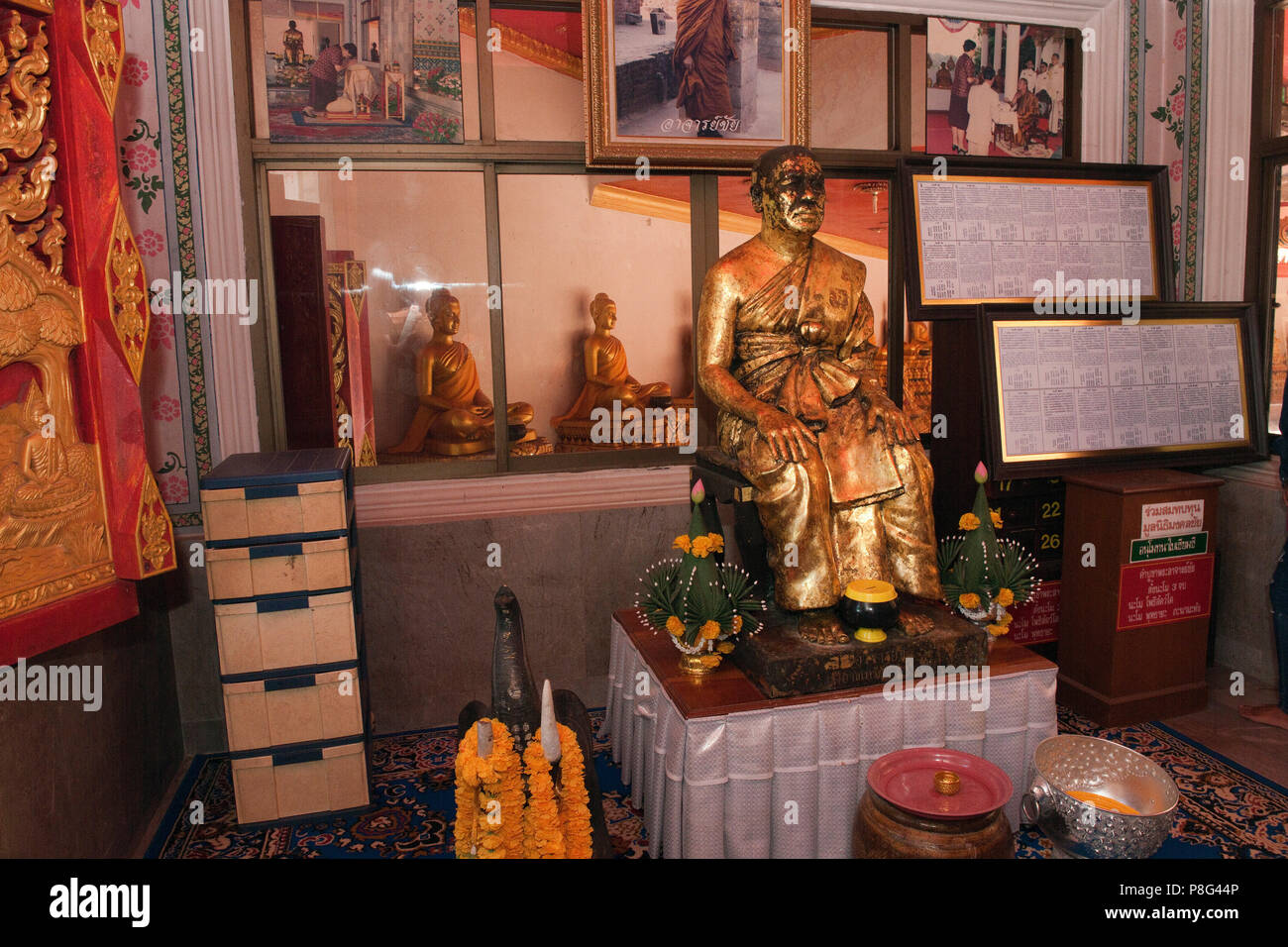 monk statue, Wat Bang Riang, buddhistic temple, Thap Put, Amphoe hap Put, Phang Nga province, Thailand, Asia, Thap Put Stock Photo