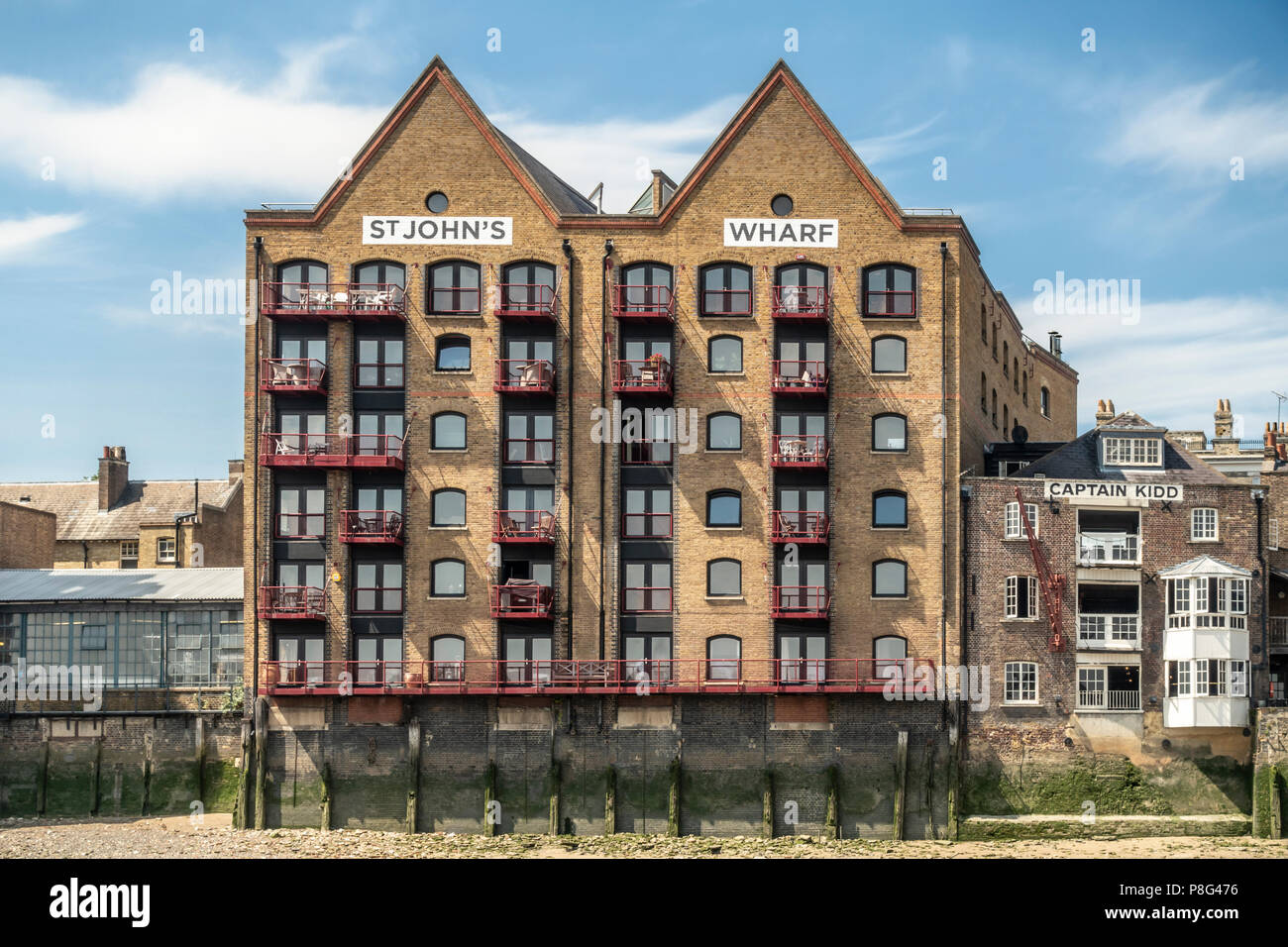 Riverside elevations of St John's Wharf, a former warehouse now a