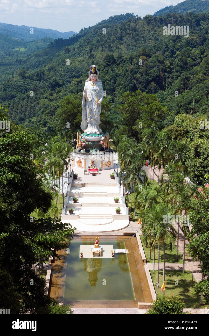 statue of Guan Yin, Guanyin, bodhisattva, goddess of compassion, Wat Bang Riang, Thap Put, Amphoe hap Put, Phang Nga province, Thailand, Asia Stock Photo